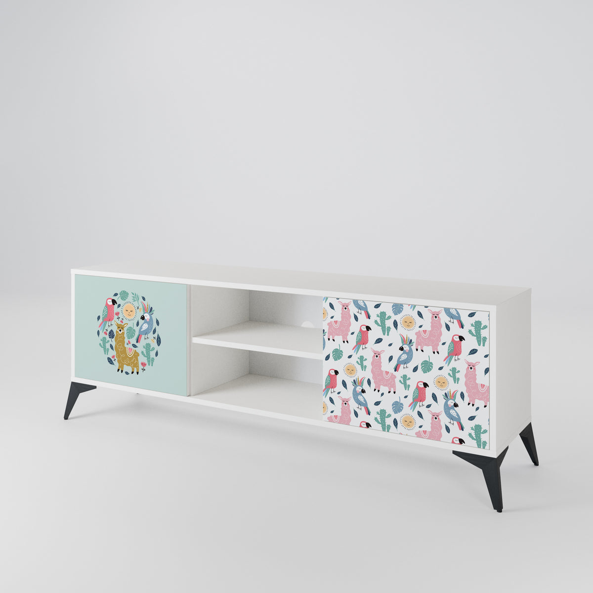 COLORFUL ALPACAS 2-Door TV Cabinet