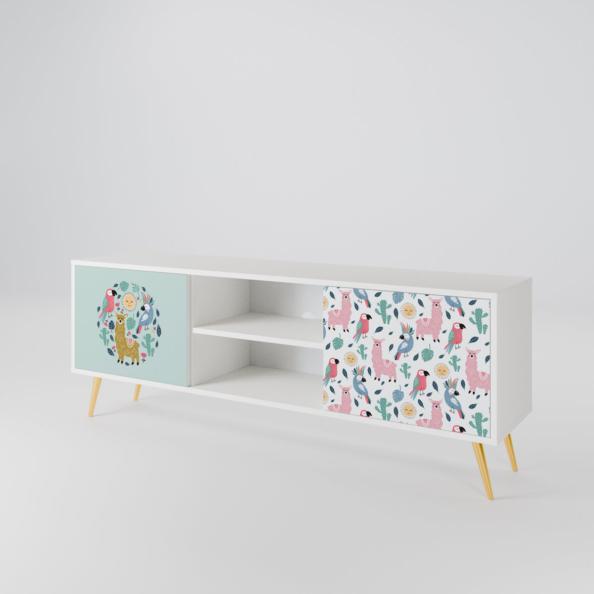 COLORFUL ALPACAS 2-Door TV Cabinet