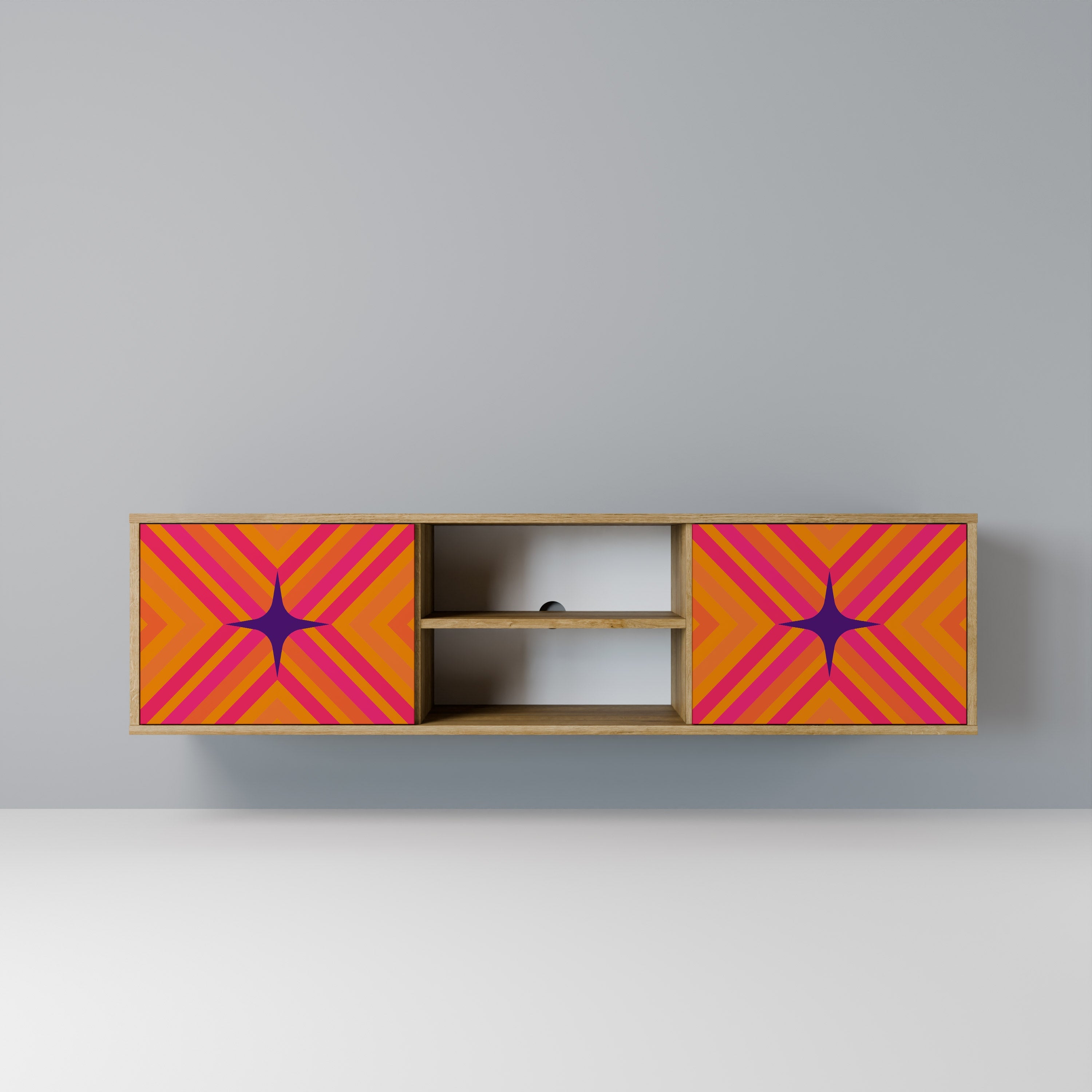 GEOMETRIC BRILLIANCE 2-türiger TV-Ständer in Eichenoptik