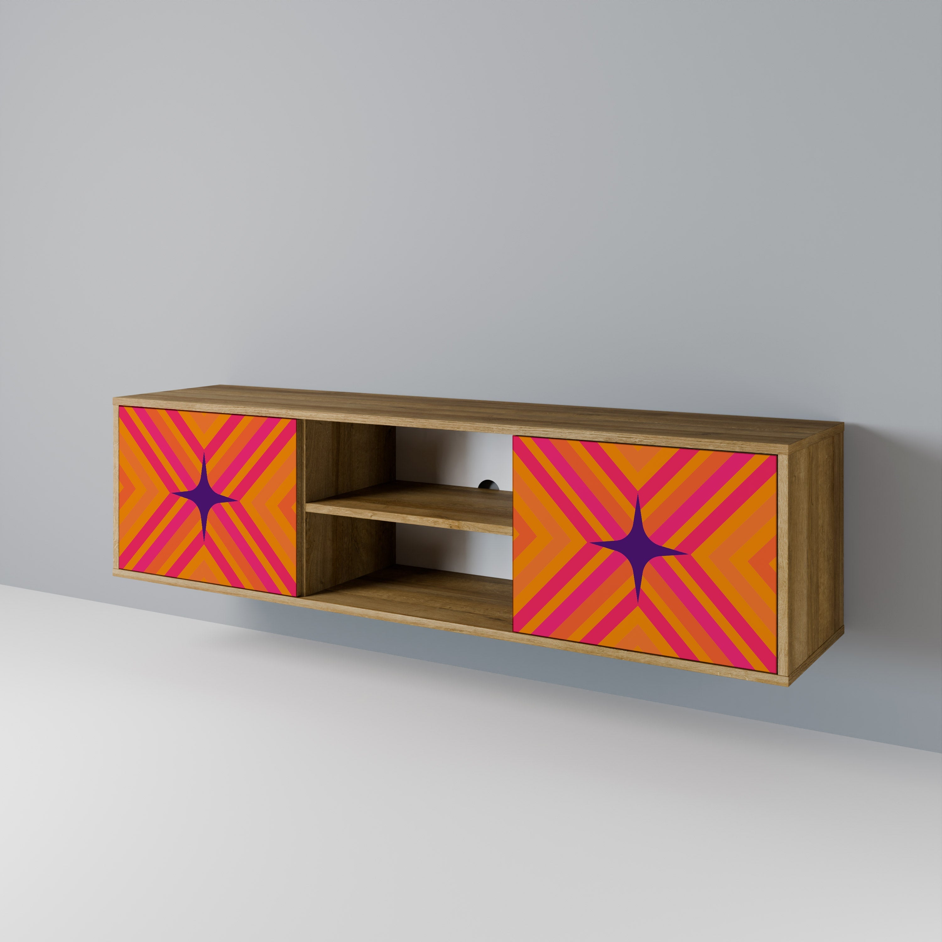 GEOMETRIC BRILLIANCE 2-türiger TV-Ständer in Eichenoptik