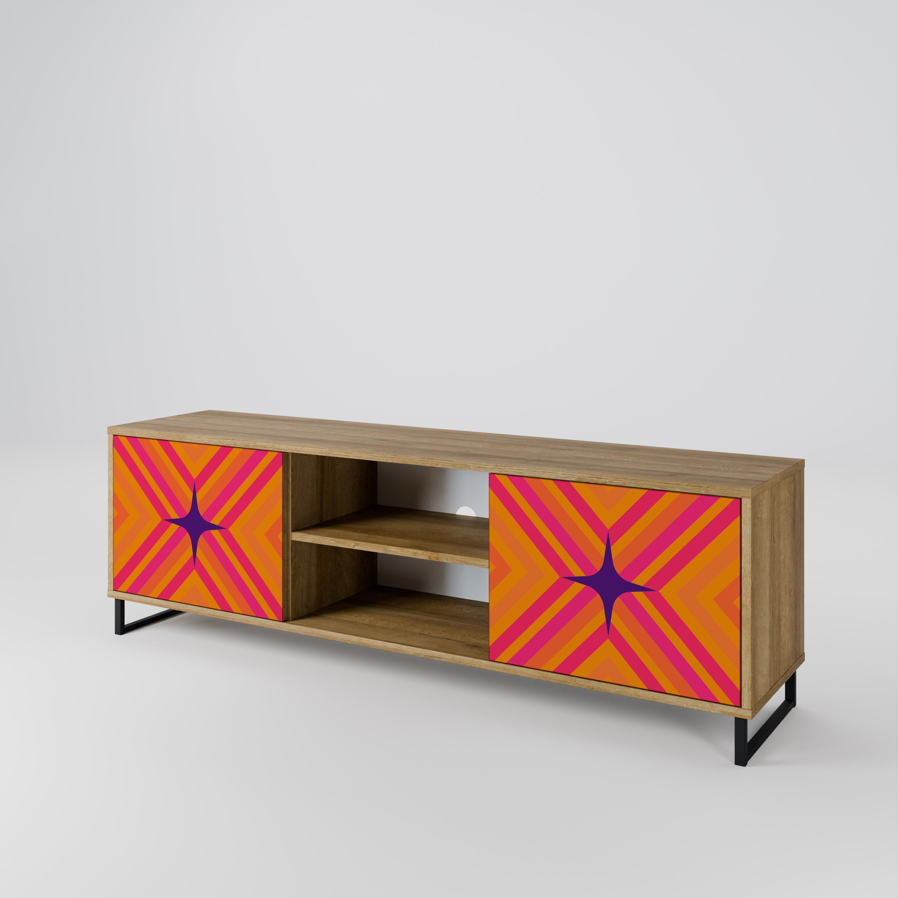 GEOMETRIC BRILLIANCE 2-türiger TV-Ständer in Eichenoptik