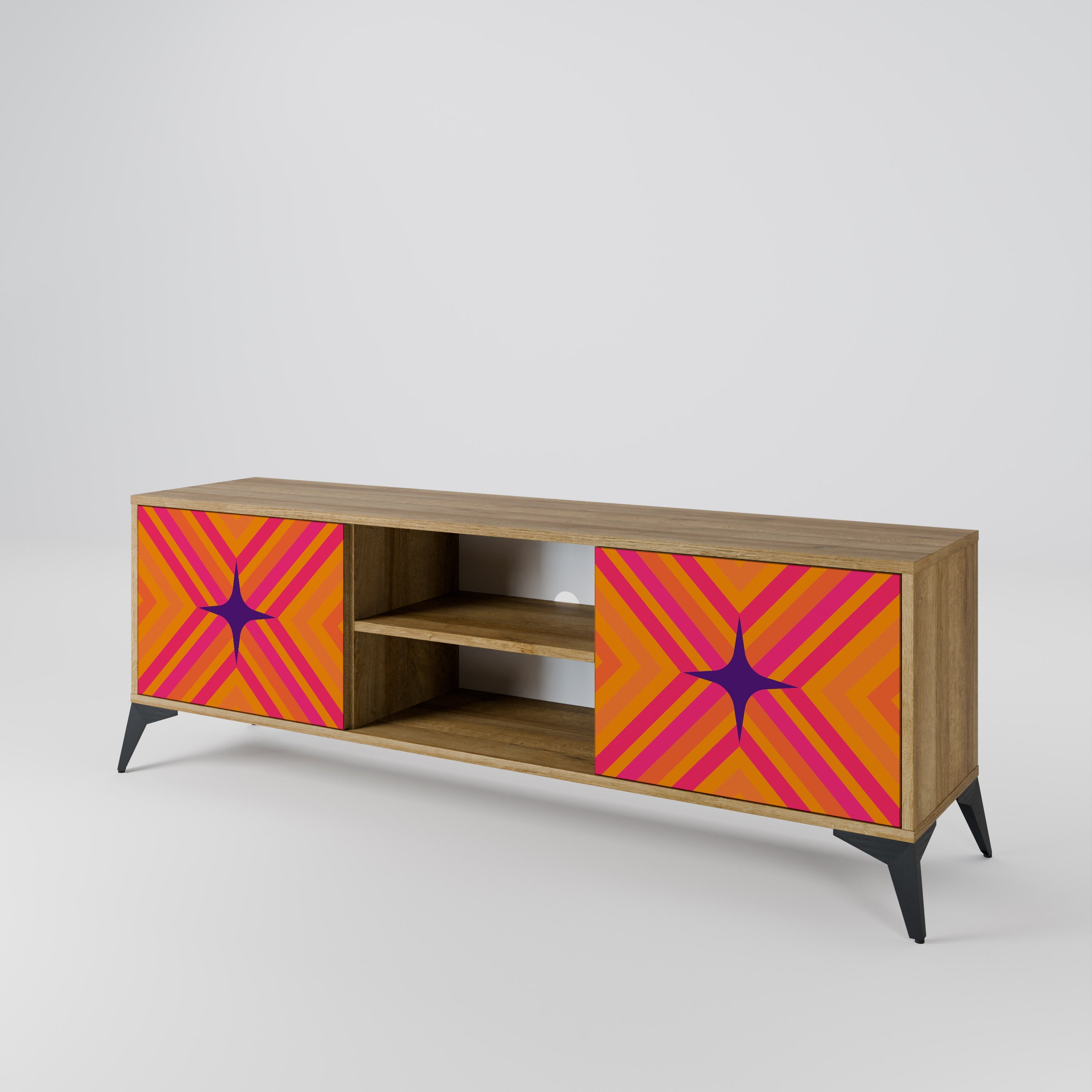 GEOMETRIC BRILLIANCE 2-türiger TV-Ständer in Eichenoptik