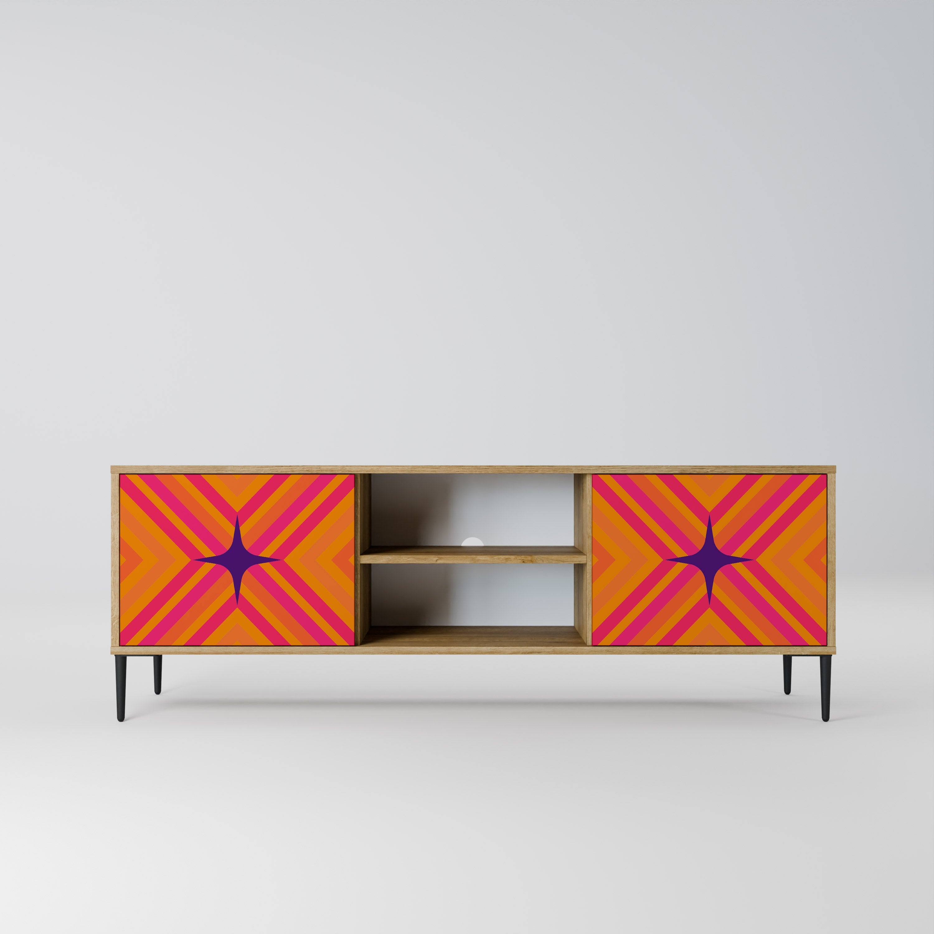 GEOMETRIC BRILLIANCE 2-türiger TV-Ständer in Eichenoptik