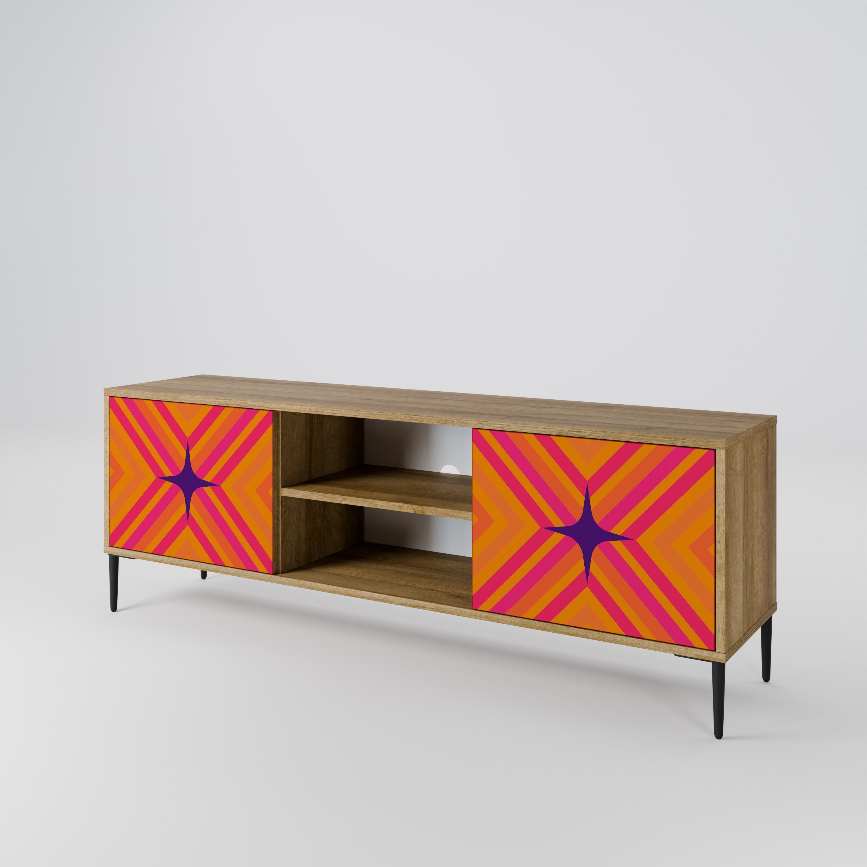 GEOMETRIC BRILLIANCE 2-türiger TV-Ständer in Eichenoptik