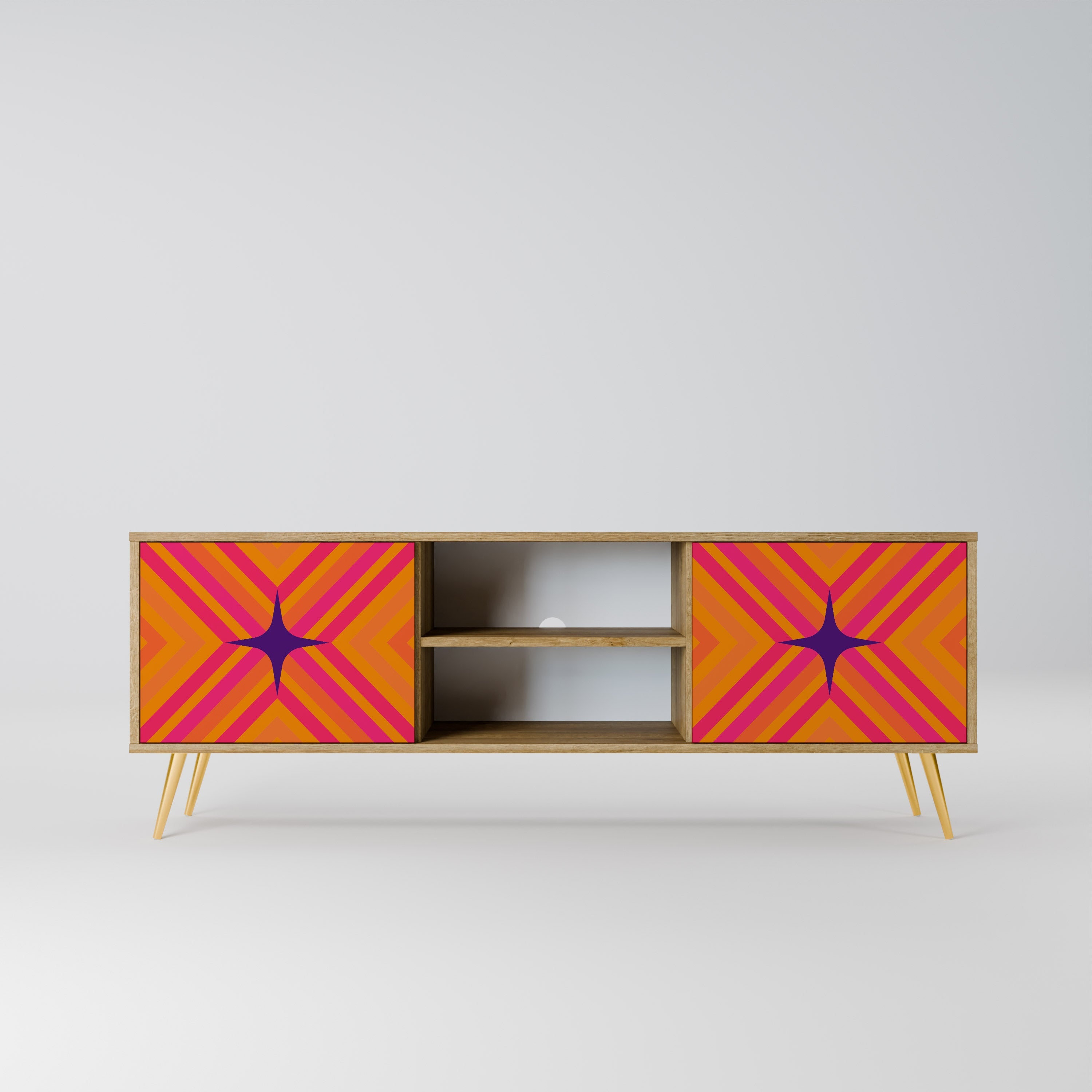 GEOMETRIC BRILLIANCE 2-türiger TV-Ständer in Eichenoptik