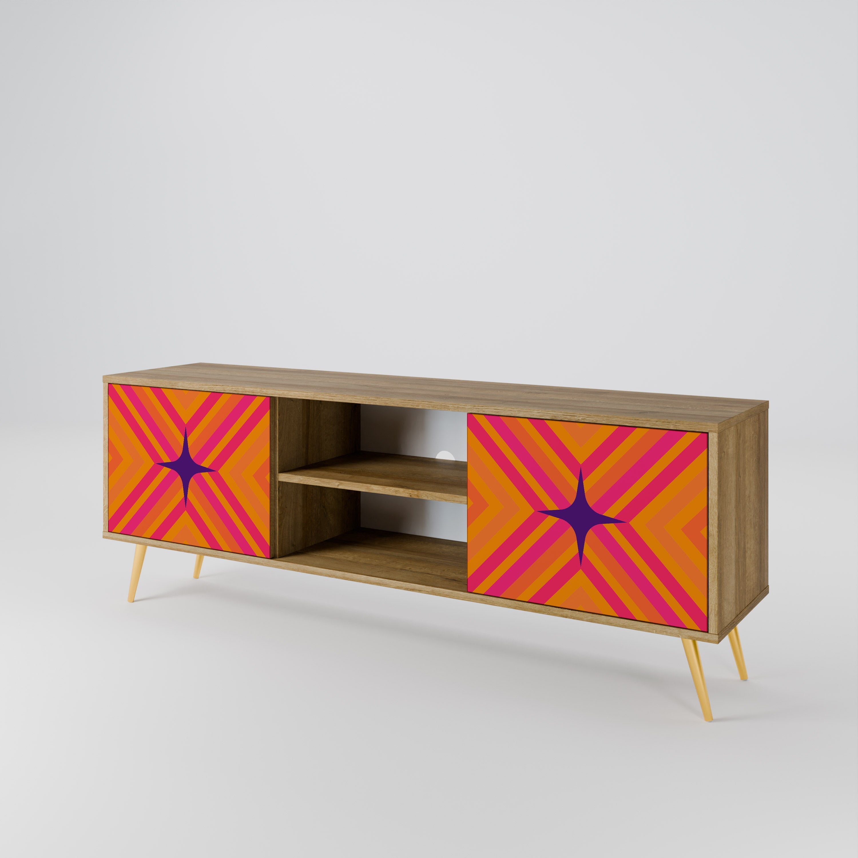 GEOMETRIC BRILLIANCE 2-türiger TV-Ständer in Eichenoptik