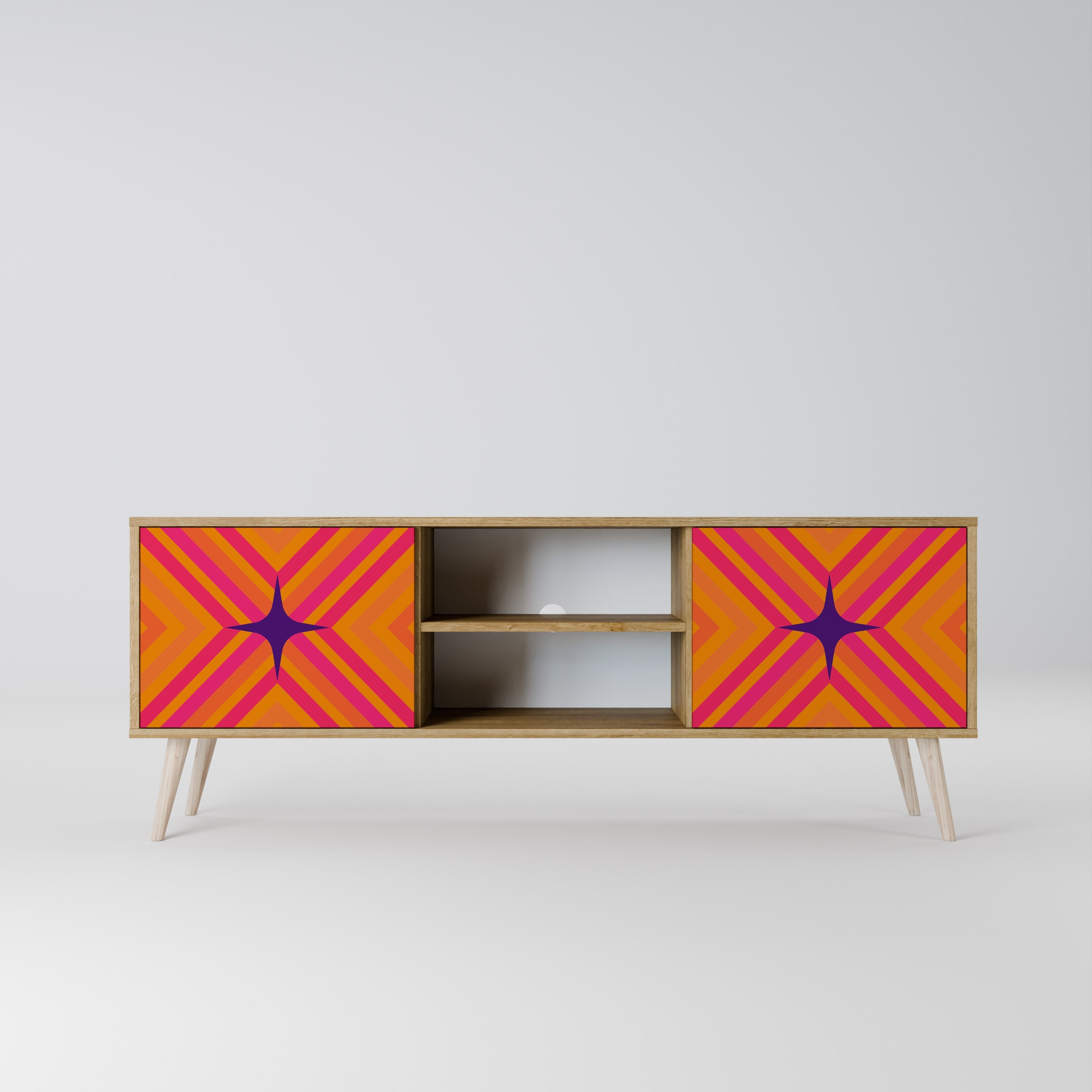 GEOMETRIC BRILLIANCE 2-türiger TV-Ständer in Eichenoptik