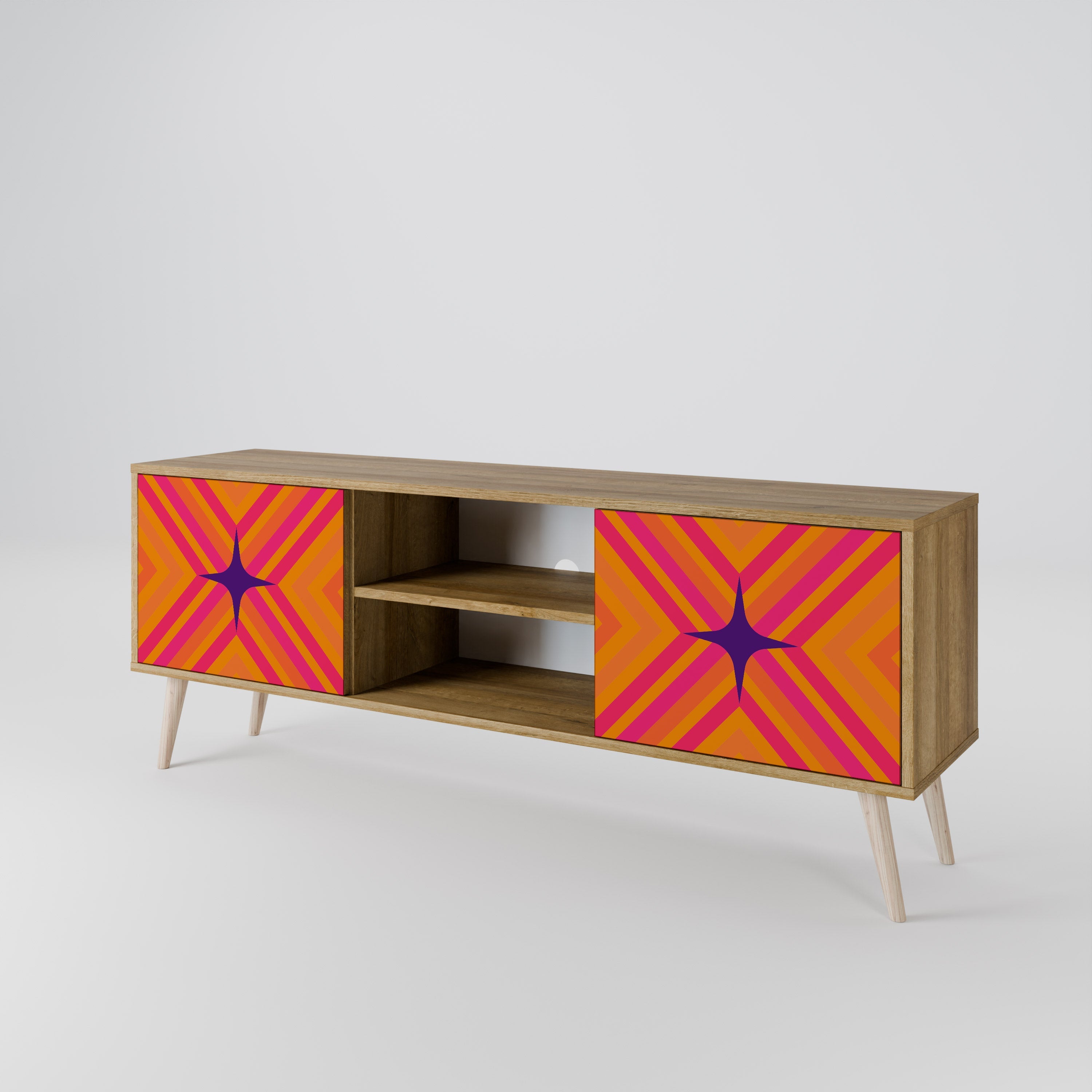 GEOMETRIC BRILLIANCE 2-türiger TV-Ständer in Eichenoptik