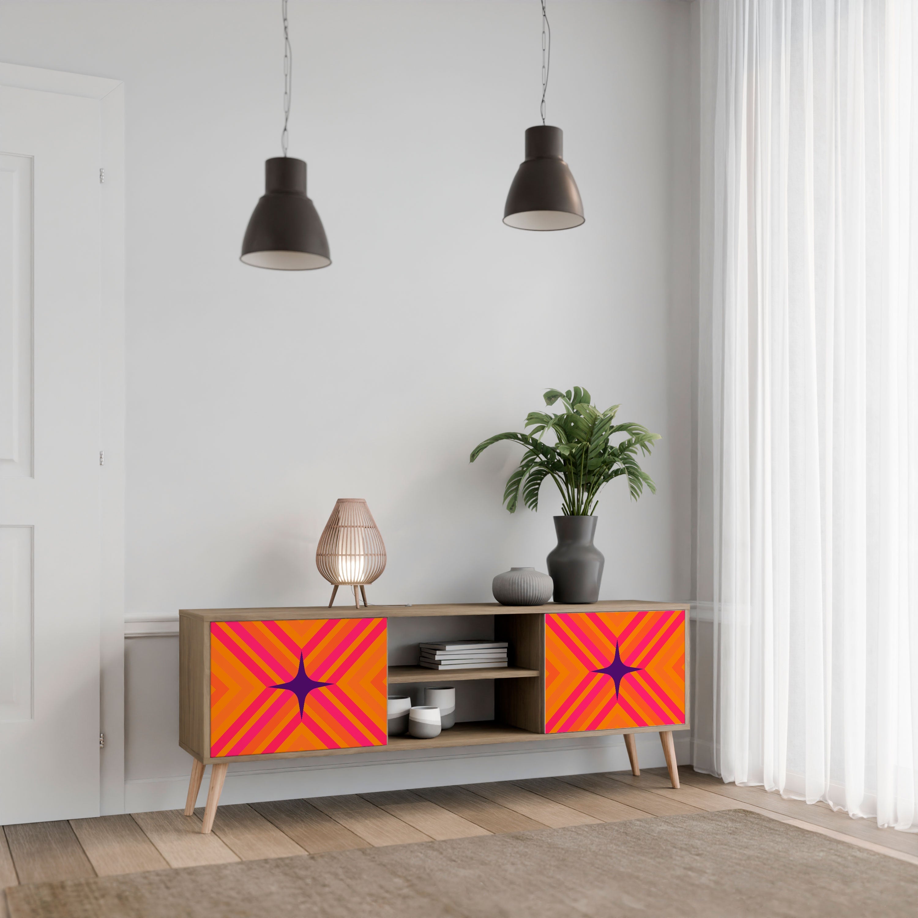 GEOMETRIC BRILLIANCE 2-türiger TV-Ständer in Eichenoptik