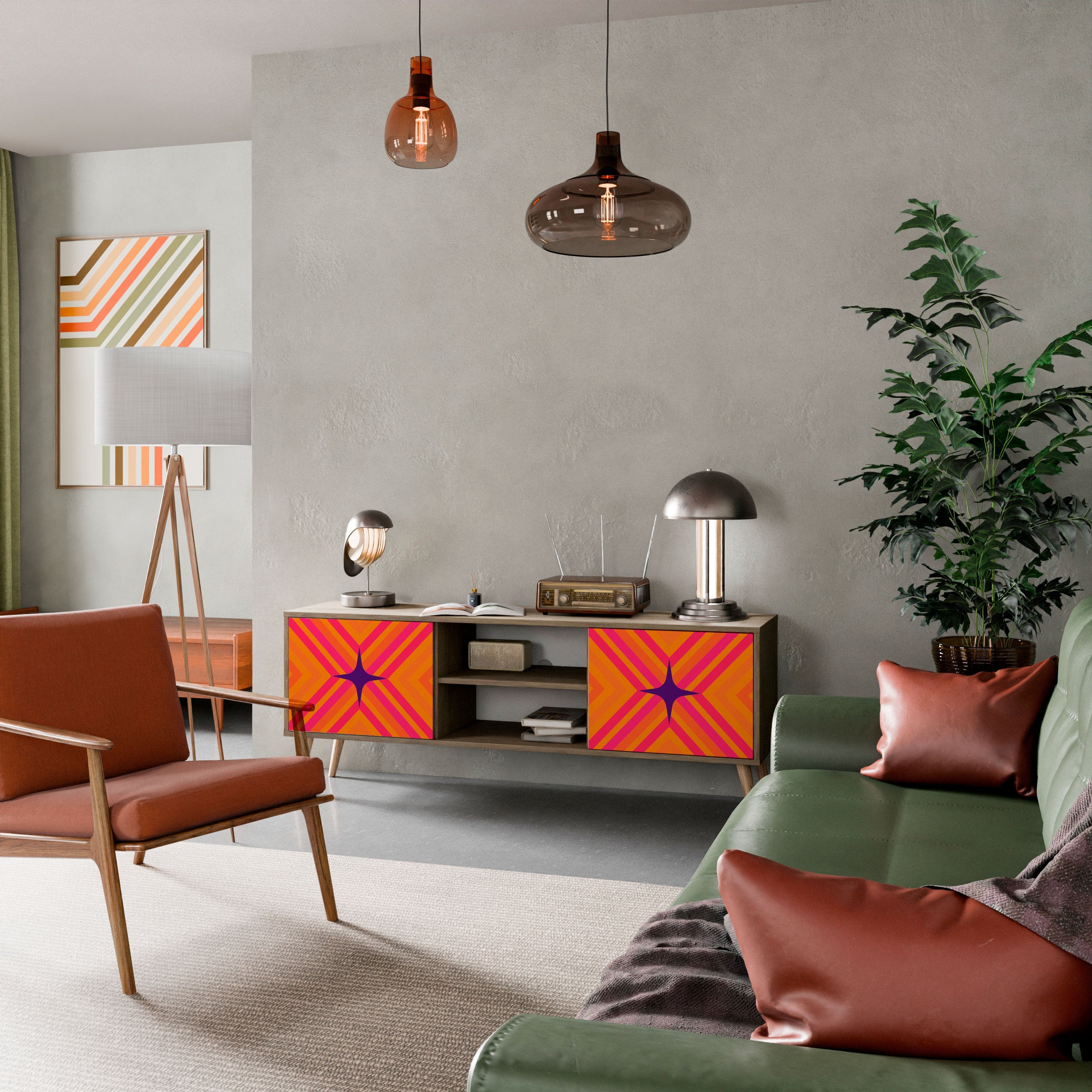 GEOMETRIC BRILLIANCE 2-türiger TV-Ständer in Eichenoptik