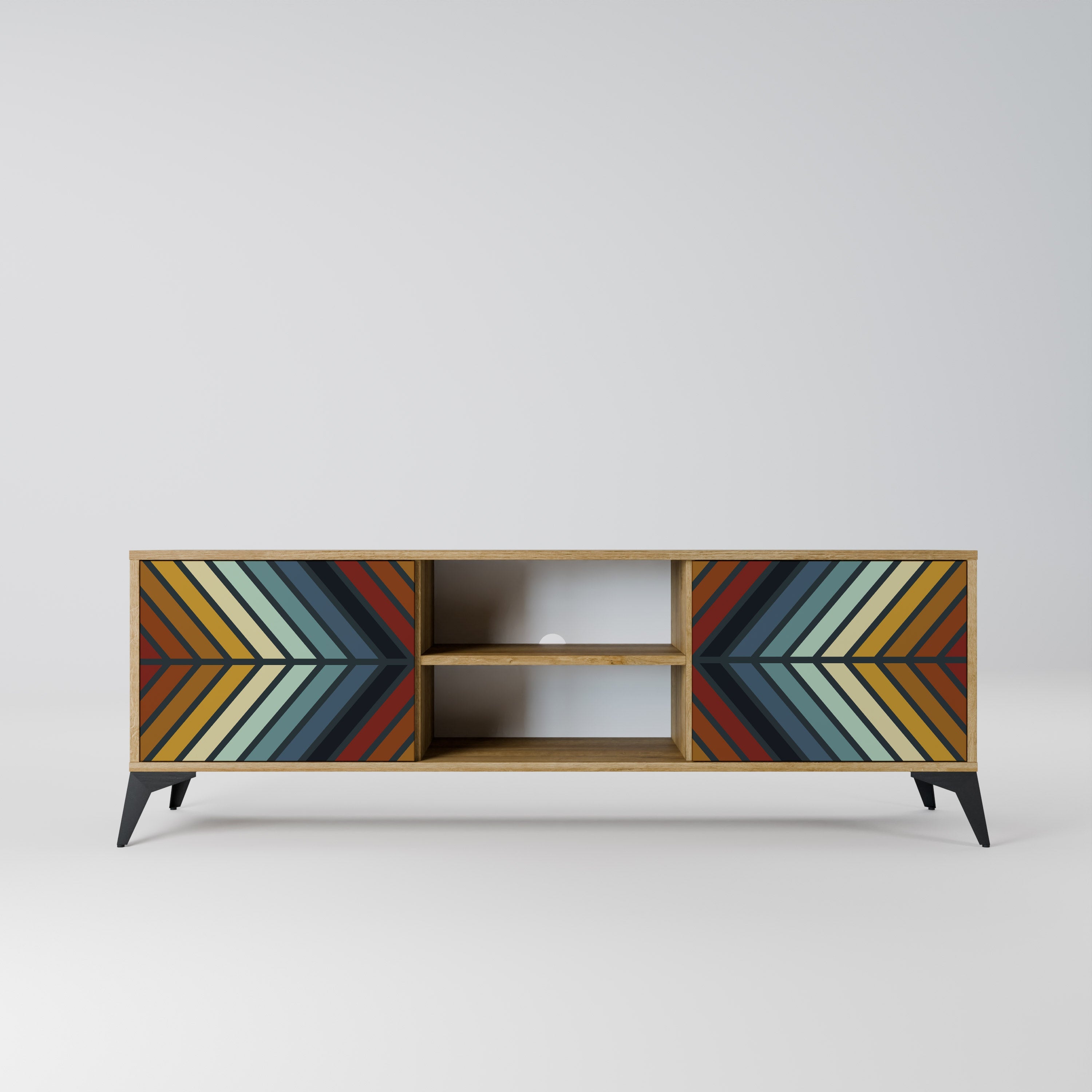 INDIGENOUS ZIGZAG 2-türiger TV-Ständer in Eichenoptik
