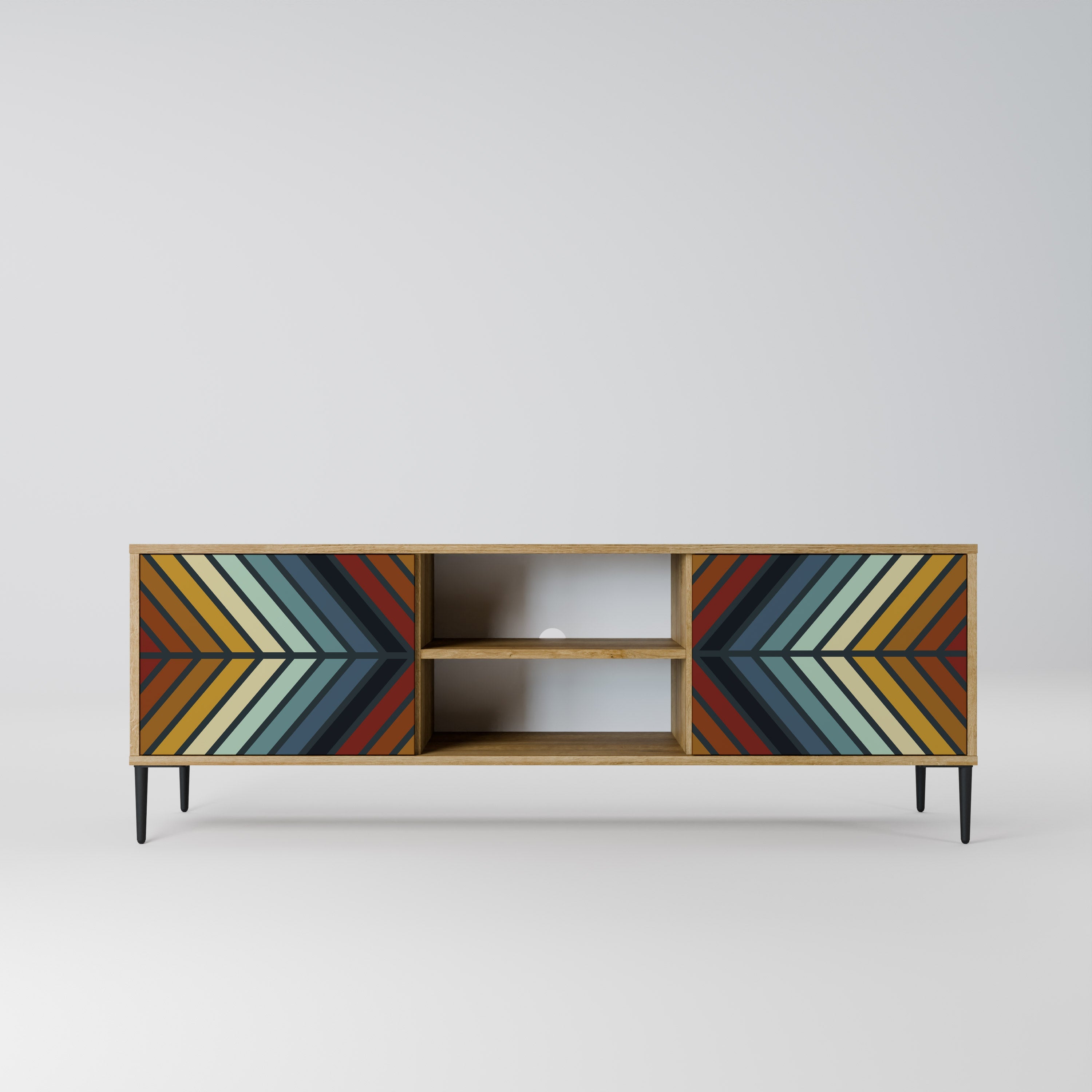 INDIGENOUS ZIGZAG 2-türiger TV-Ständer in Eichenoptik