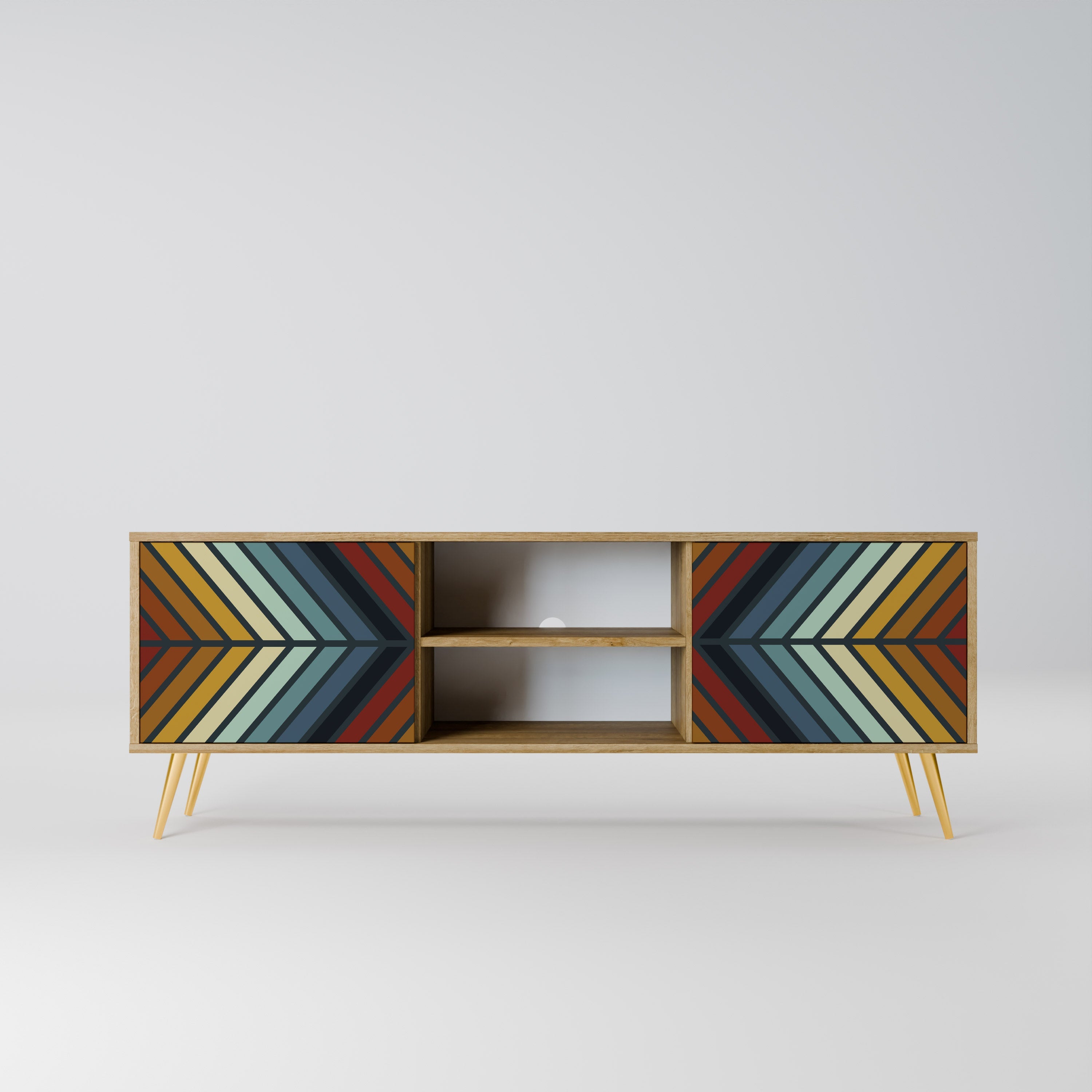 INDIGENOUS ZIGZAG 2-türiger TV-Ständer in Eichenoptik
