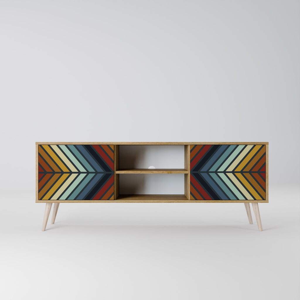 INDIGENOUS ZIGZAG 2-türiger TV-Ständer in Eichenoptik