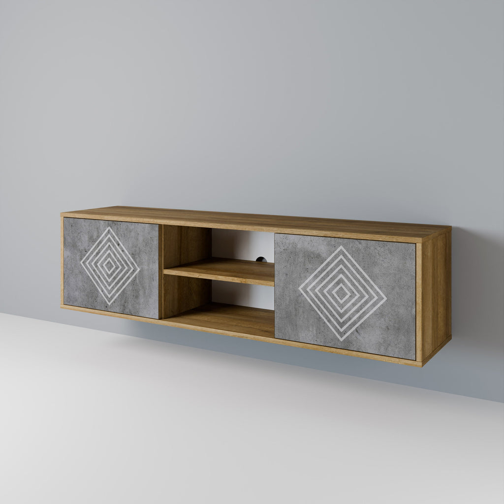 POLYGONAL ARTISTRY 2-türiger TV-Ständer in Eichenoptik