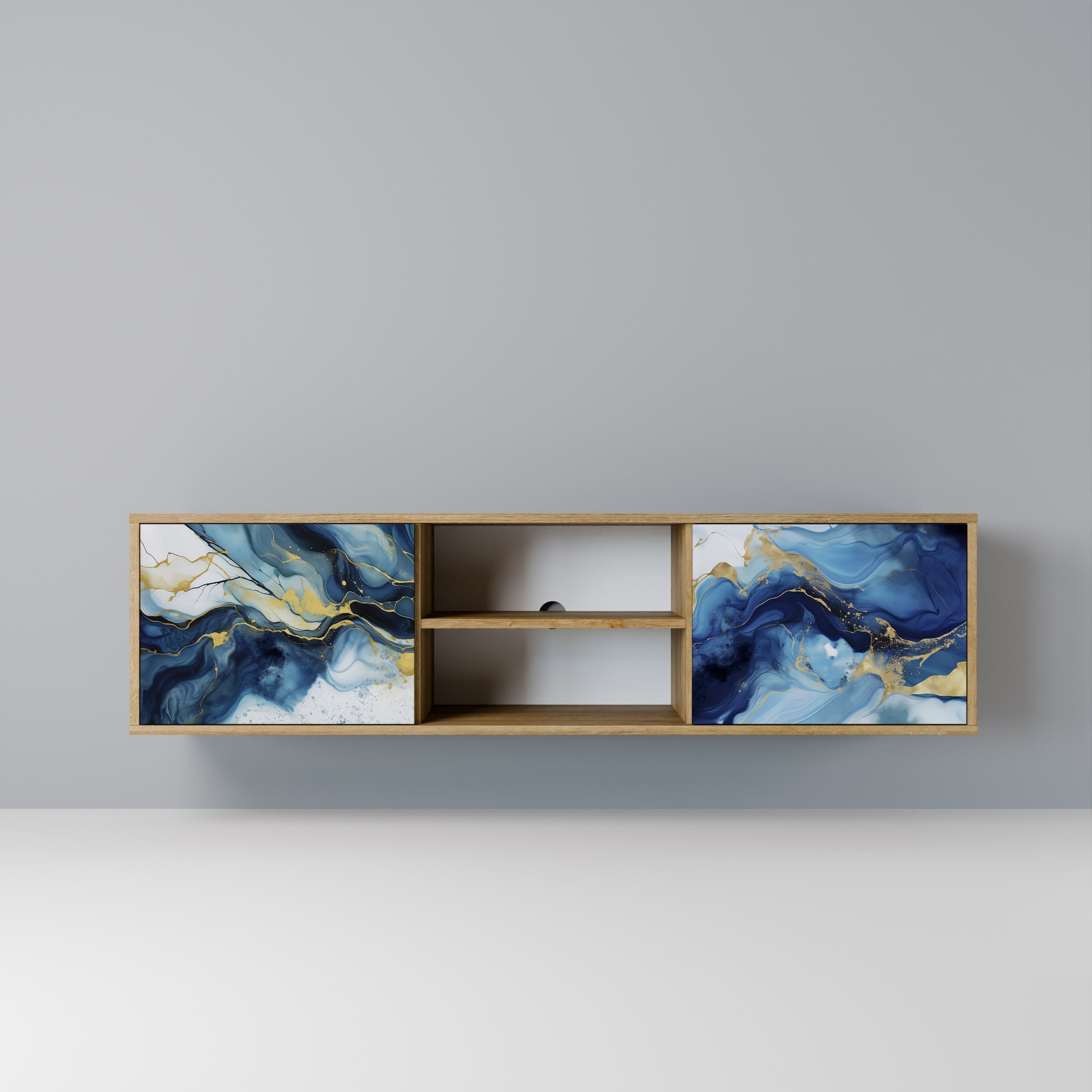 INKY MARBLE 2-türiger TV-Ständer in Eichenoptik