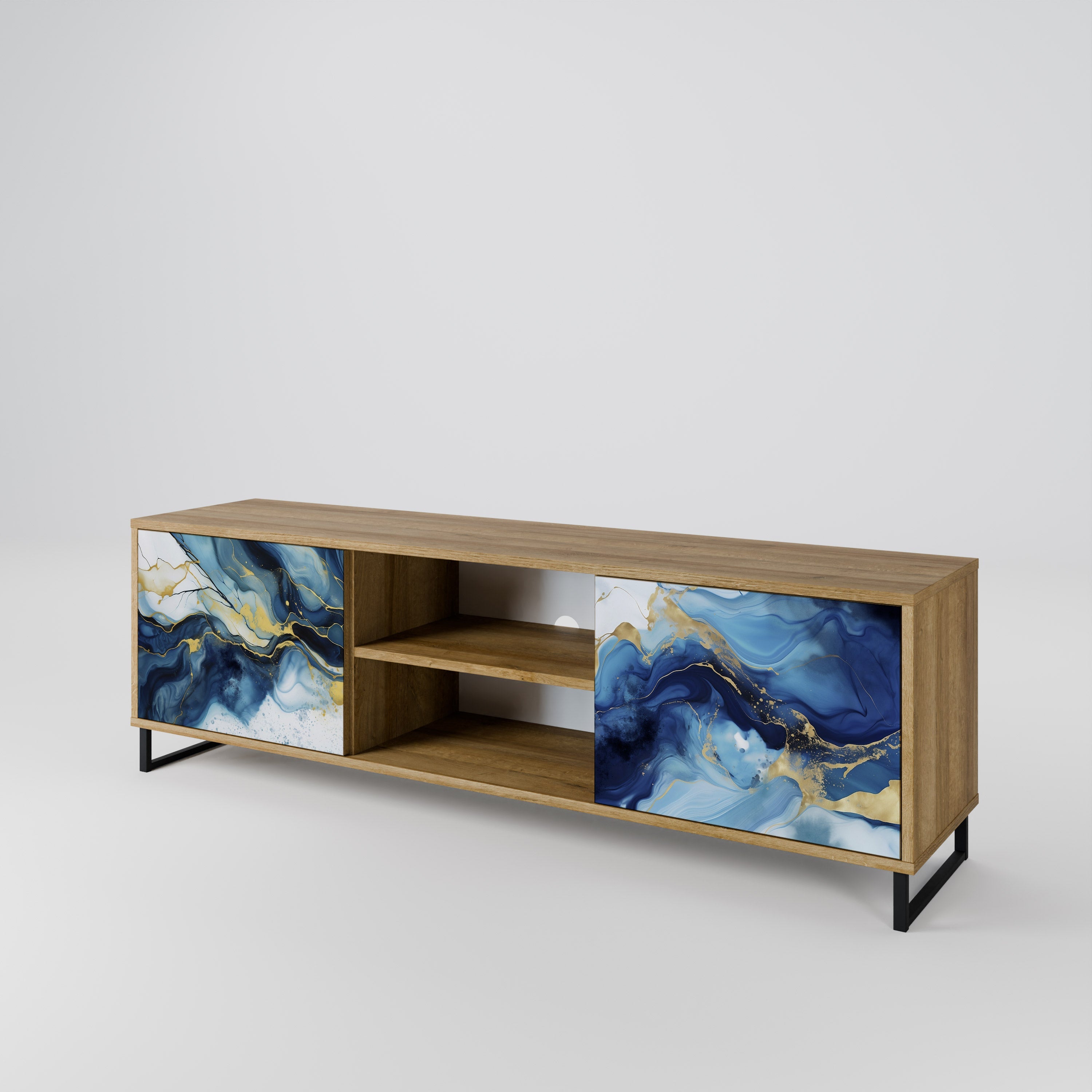 INKY MARBLE 2-türiger TV-Ständer in Eichenoptik