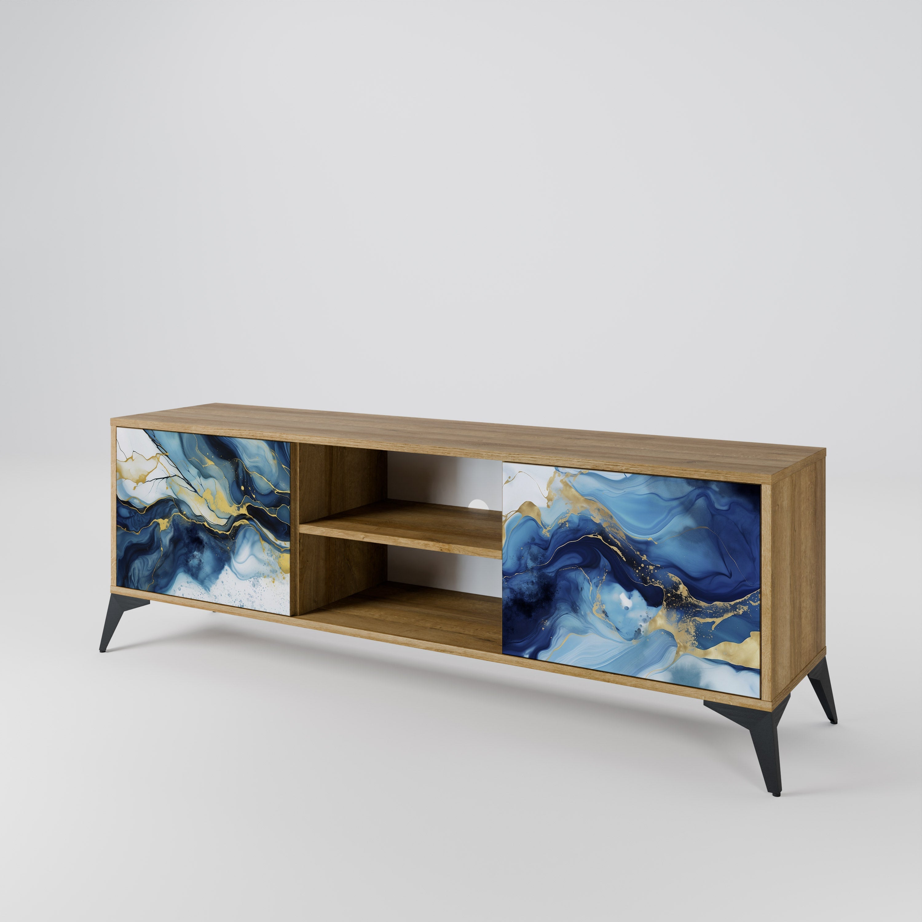 INKY MARBLE 2-türiger TV-Ständer in Eichenoptik