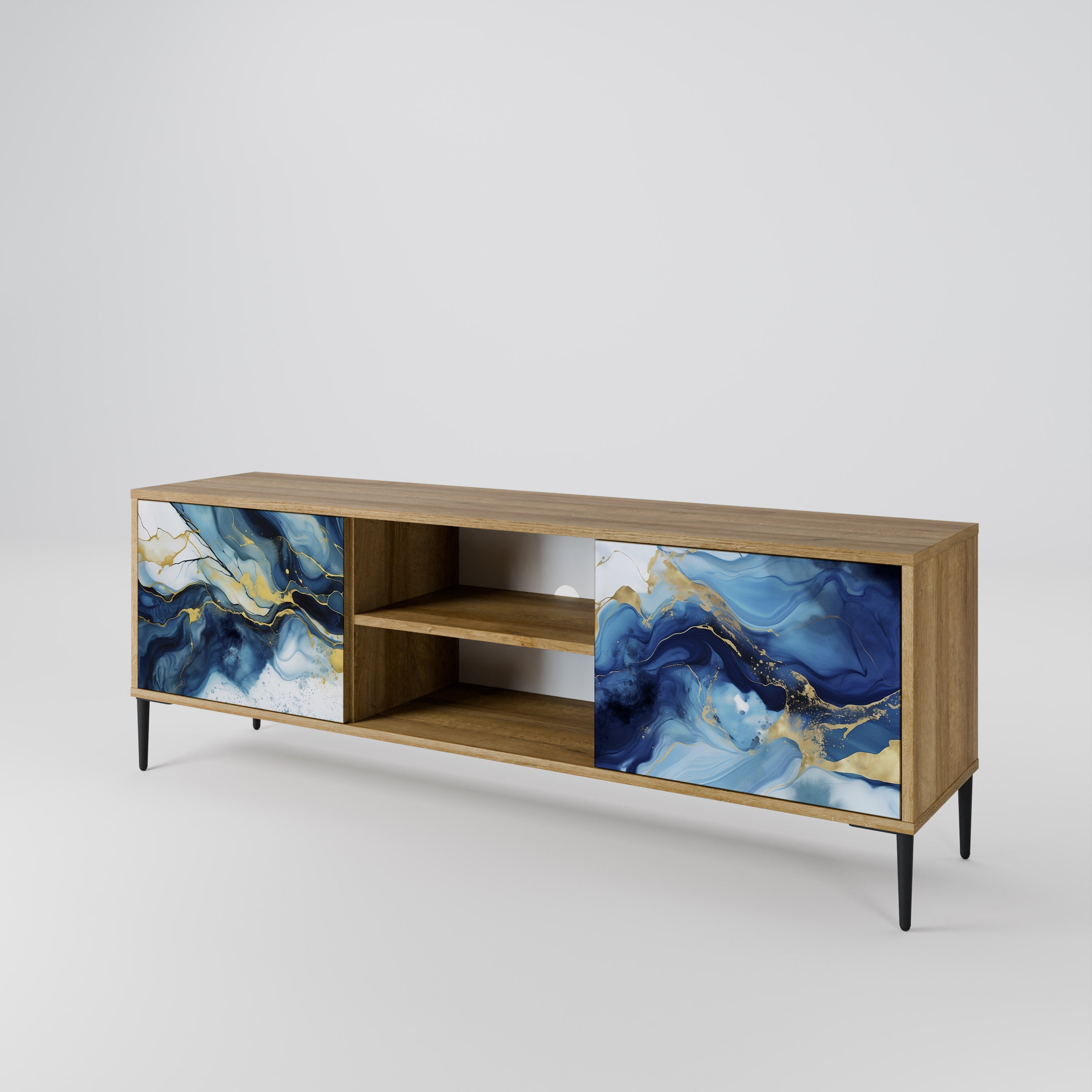 INKY MARBLE 2-türiger TV-Ständer in Eichenoptik
