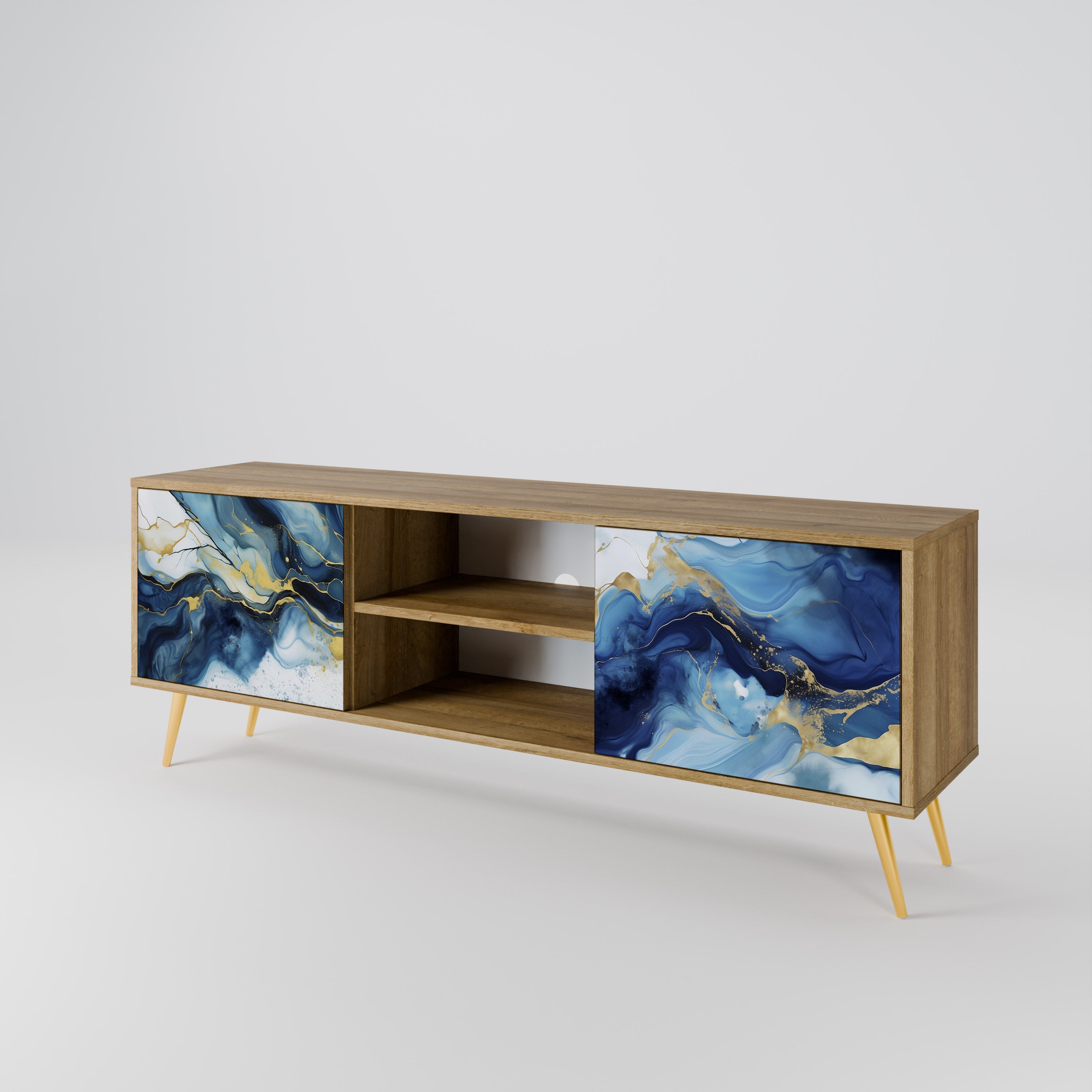 INKY MARBLE 2-türiger TV-Ständer in Eichenoptik