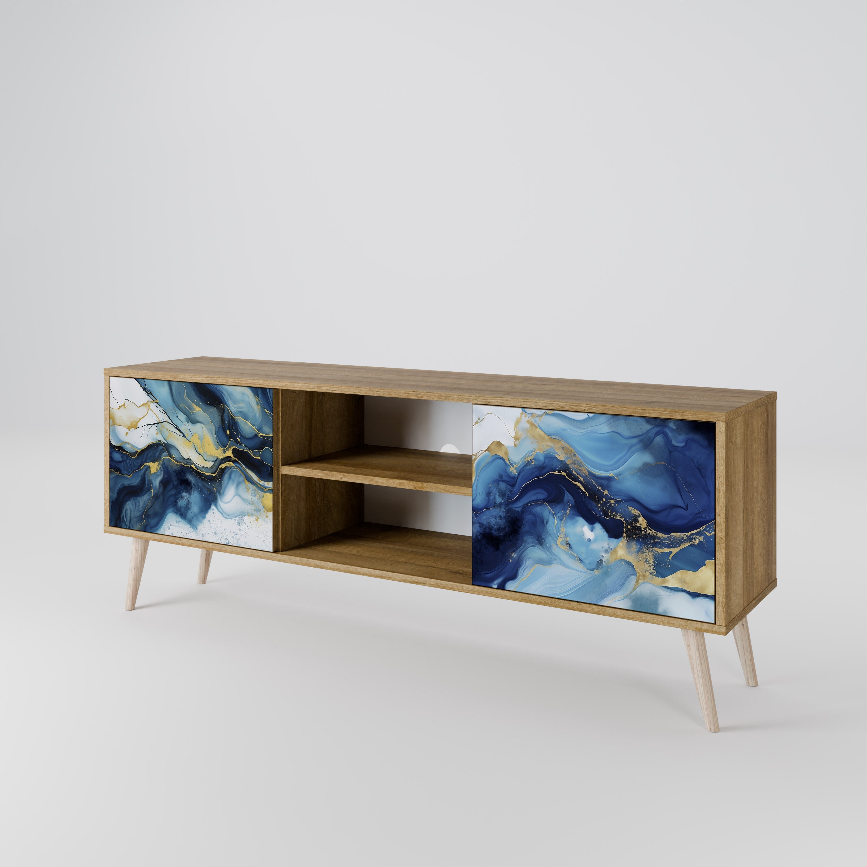 INKY MARBLE 2-türiger TV-Ständer in Eichenoptik