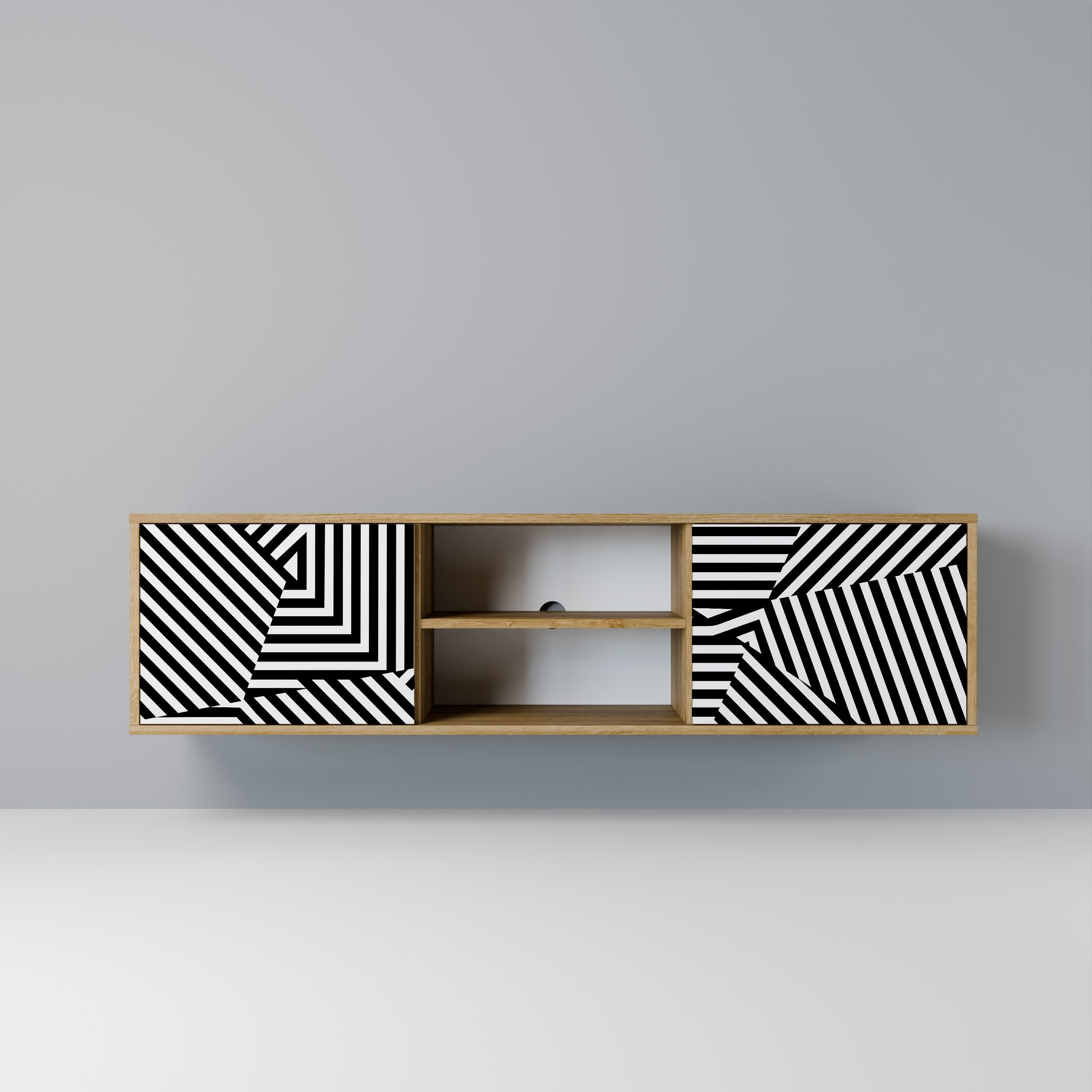 ILLUSIONARY LATTICE 2-türiger TV-Ständer in Eichenoptik