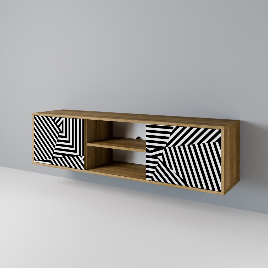ILLUSIONARY LATTICE 2-türiger TV-Ständer in Eichenoptik