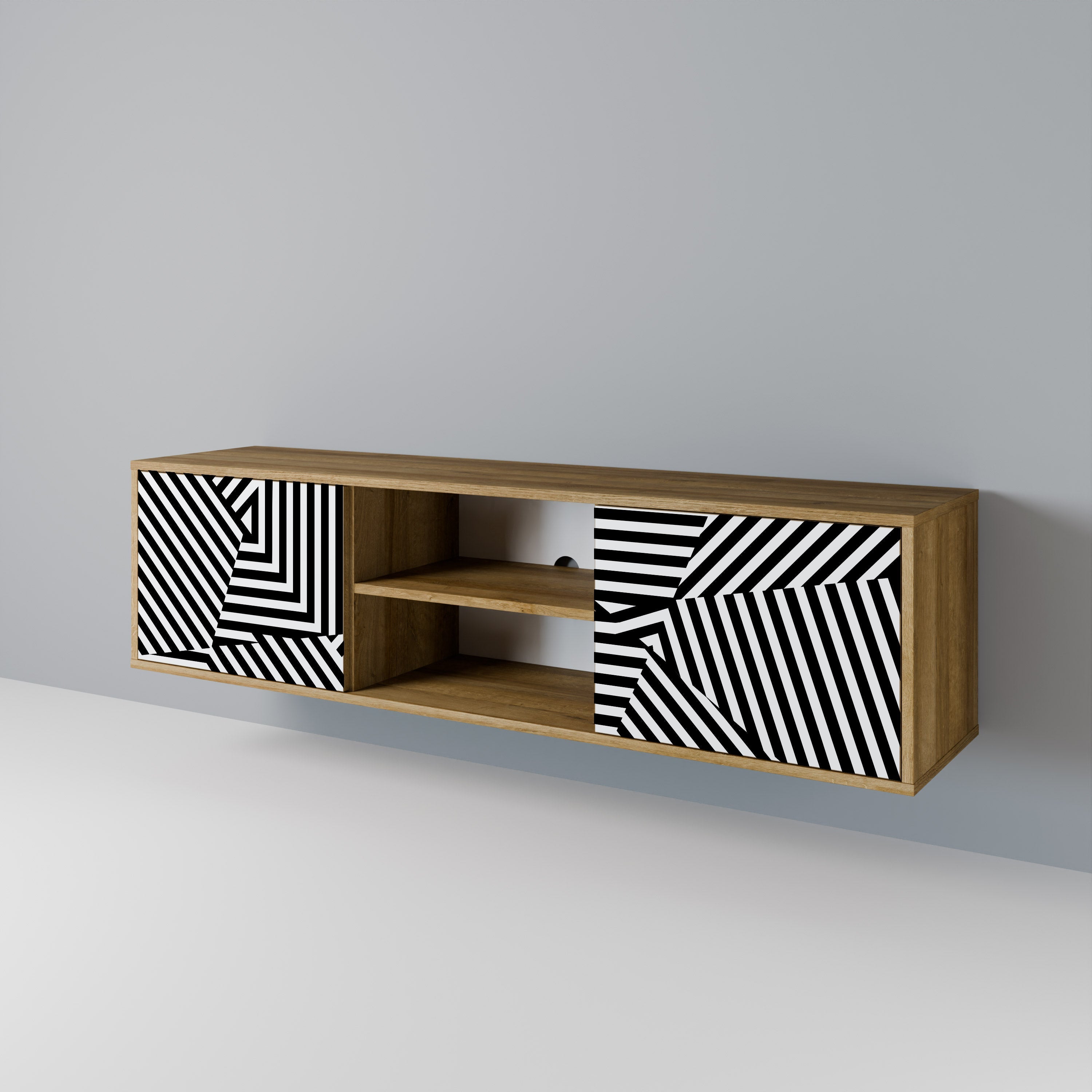ILLUSIONARY LATTICE 2-türiger TV-Ständer in Eichenoptik