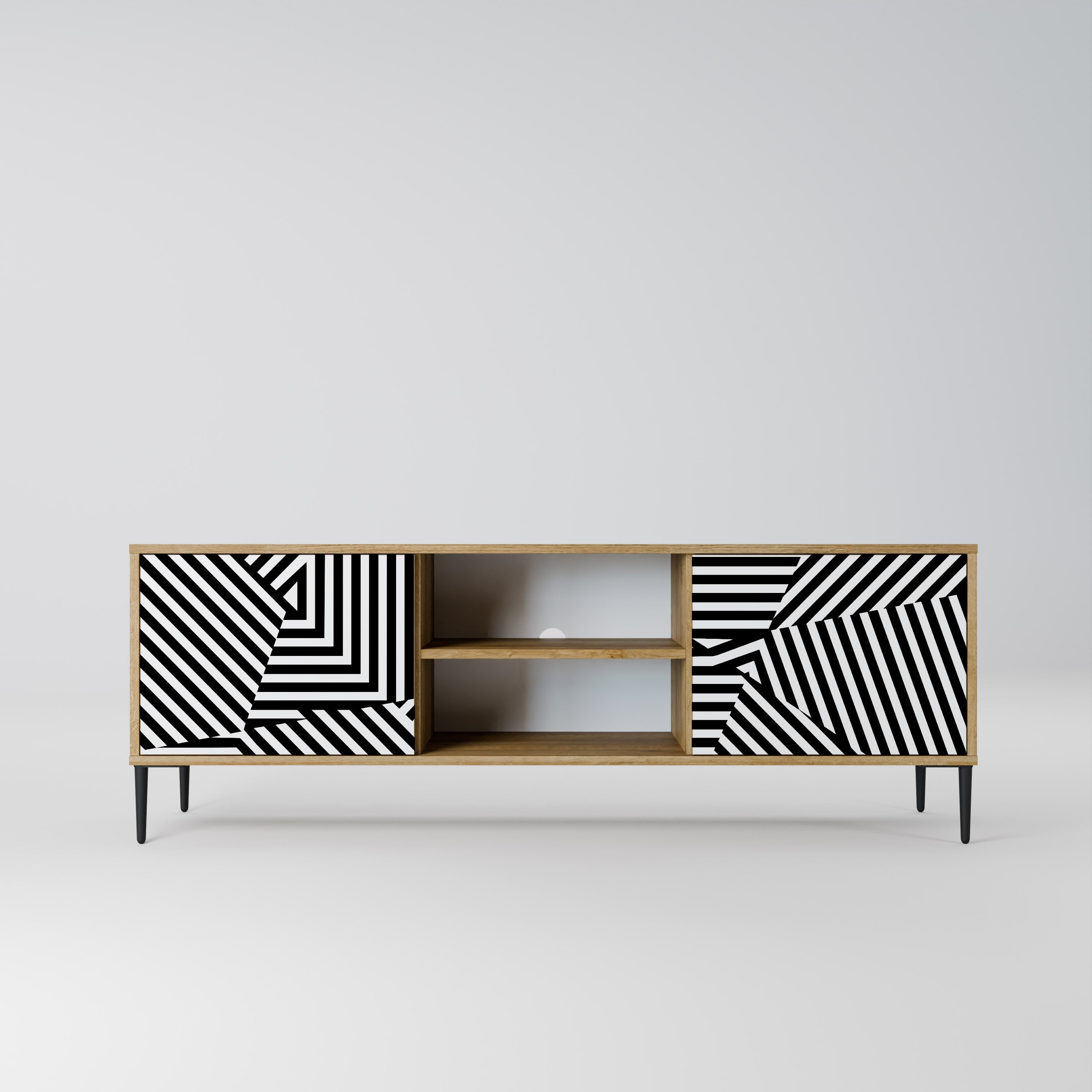 ILLUSIONARY LATTICE 2-türiger TV-Ständer in Eichenoptik