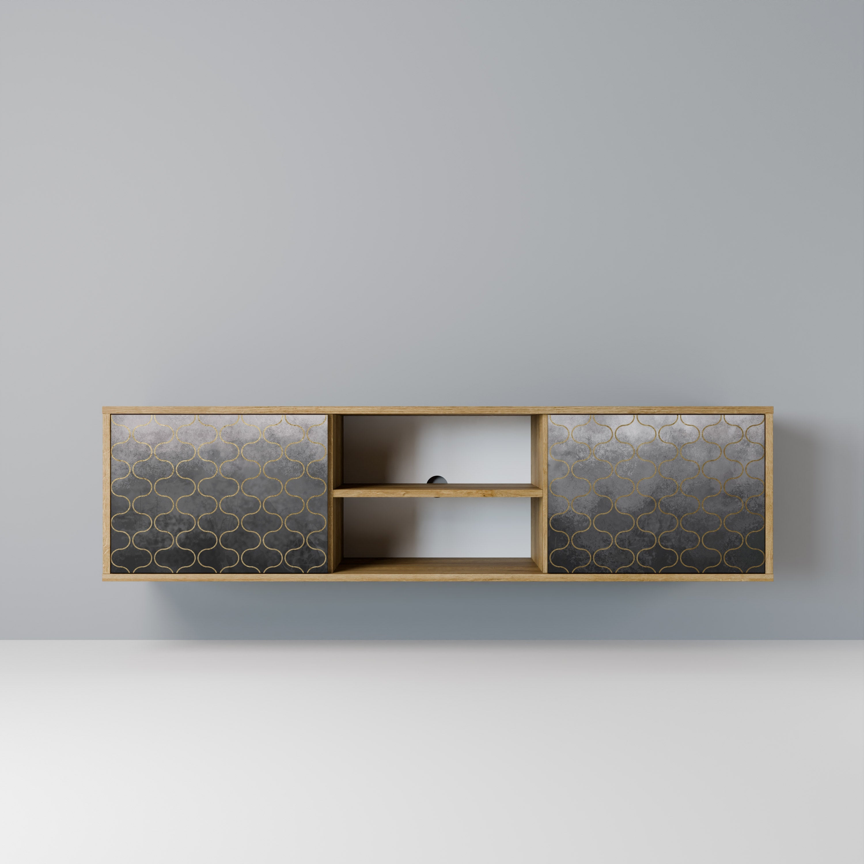 TESSELATED GRAYISH 2-türiger TV-Ständer in Eichenoptik