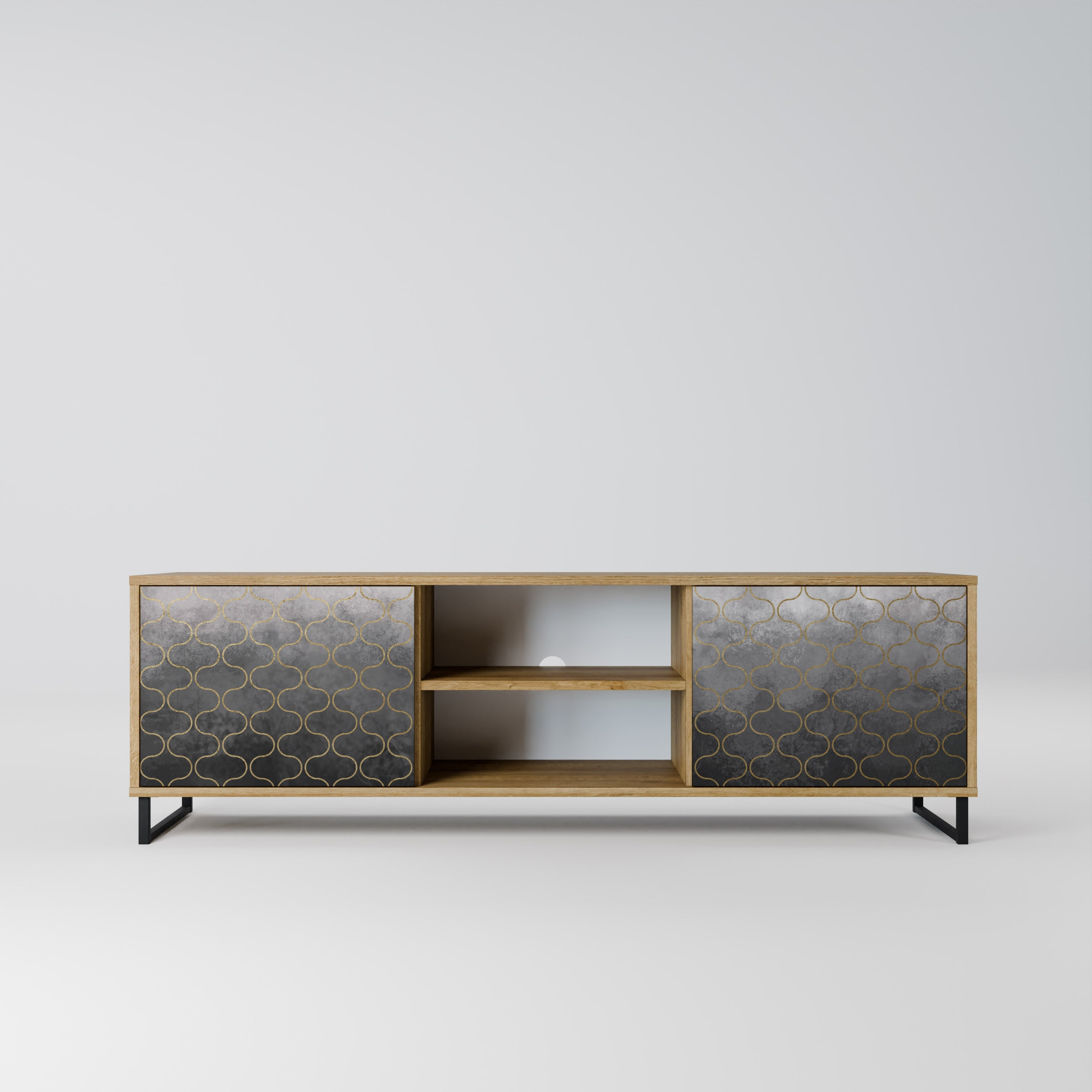 TESSELATED GRAYISH 2-türiger TV-Ständer in Eichenoptik