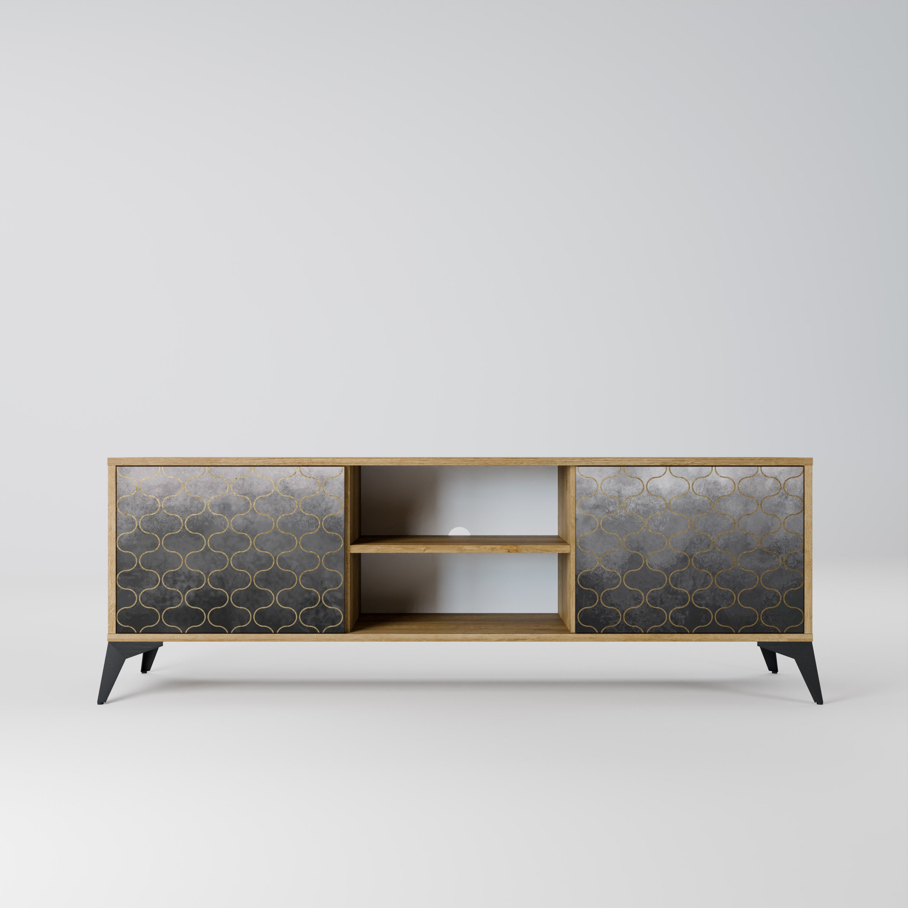 TESSELATED GRAYISH 2-türiger TV-Ständer in Eichenoptik