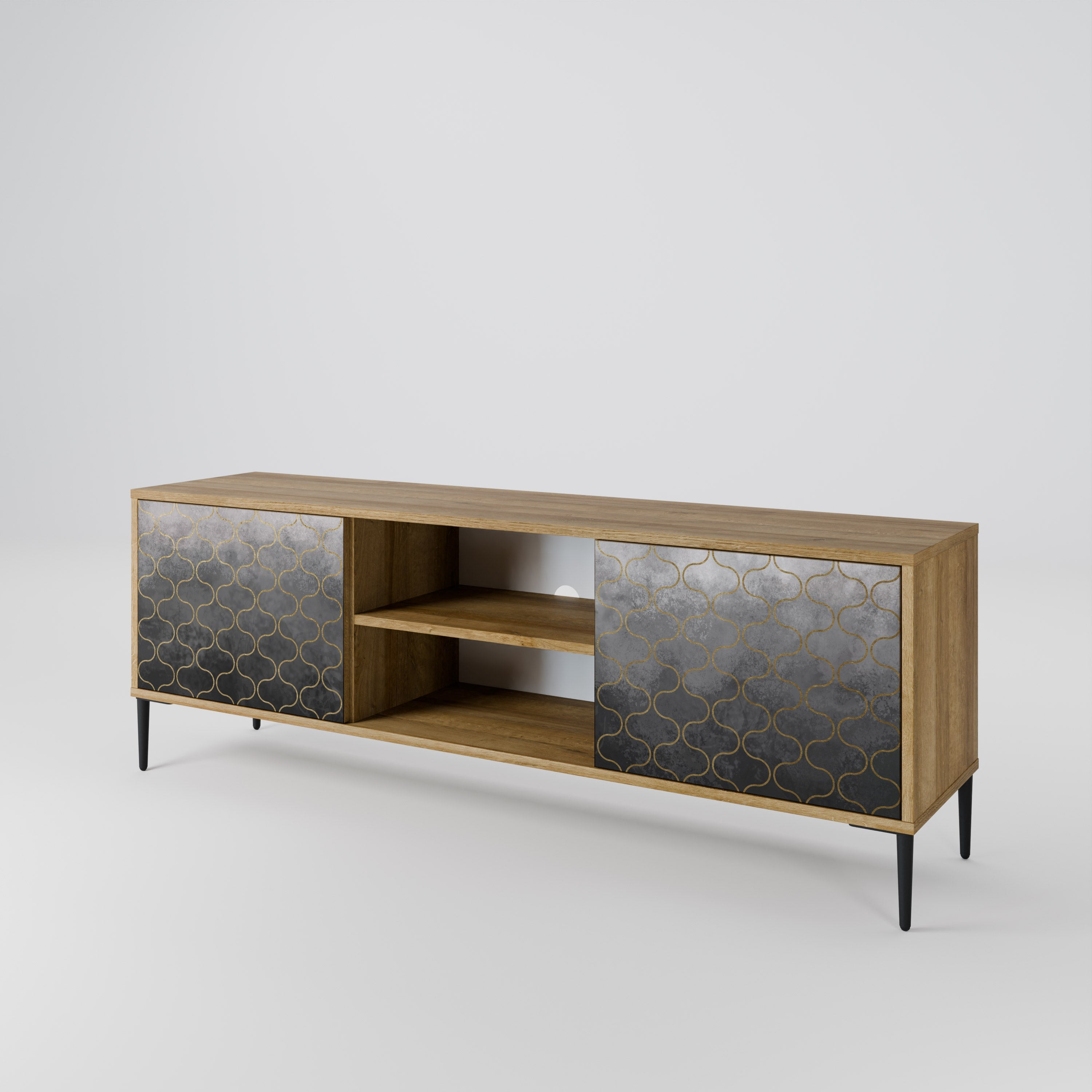 TESSELATED GRAYISH 2-türiger TV-Ständer in Eichenoptik