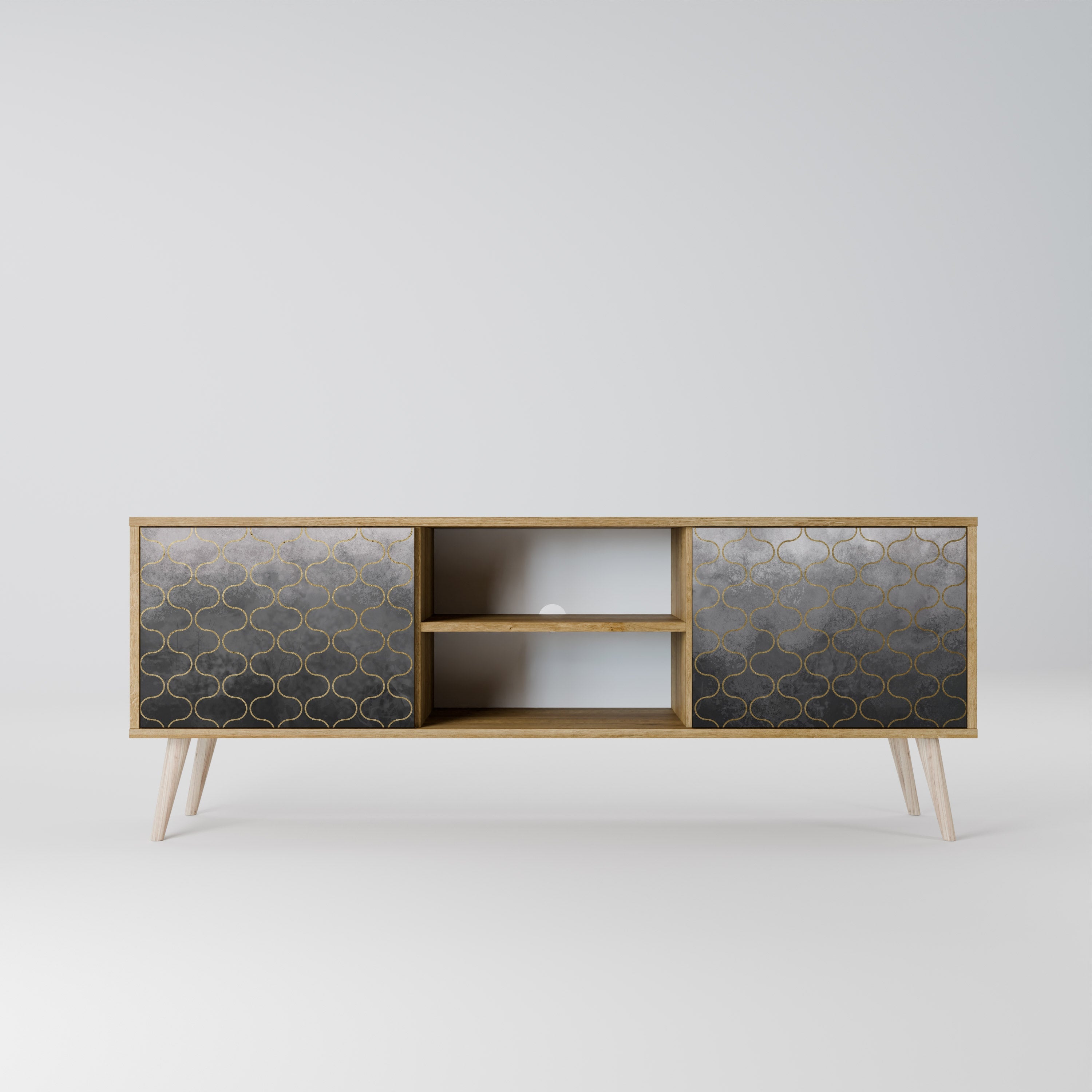 TESSELATED GRAYISH 2-türiger TV-Ständer in Eichenoptik