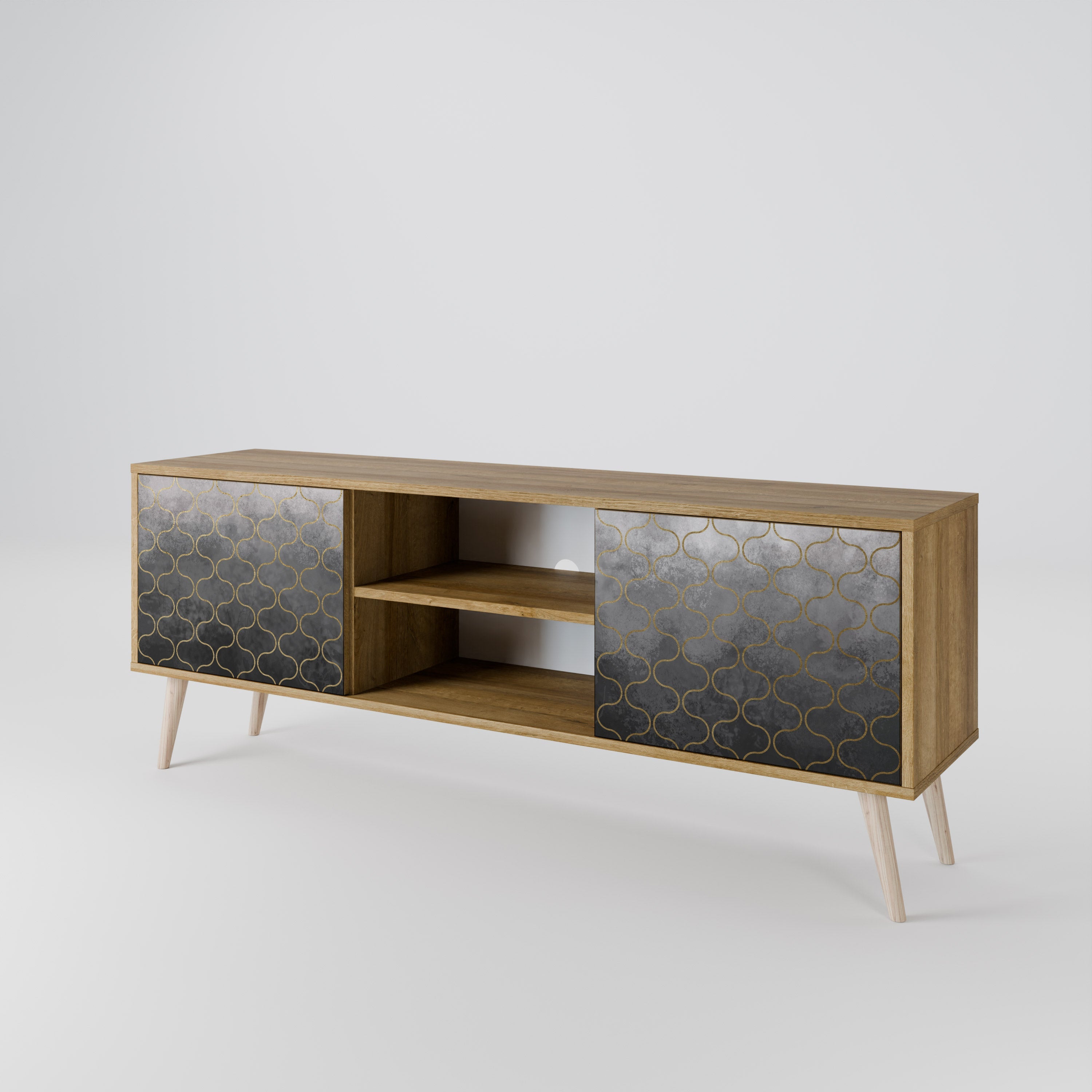 TESSELATED GRAYISH 2-türiger TV-Ständer in Eichenoptik
