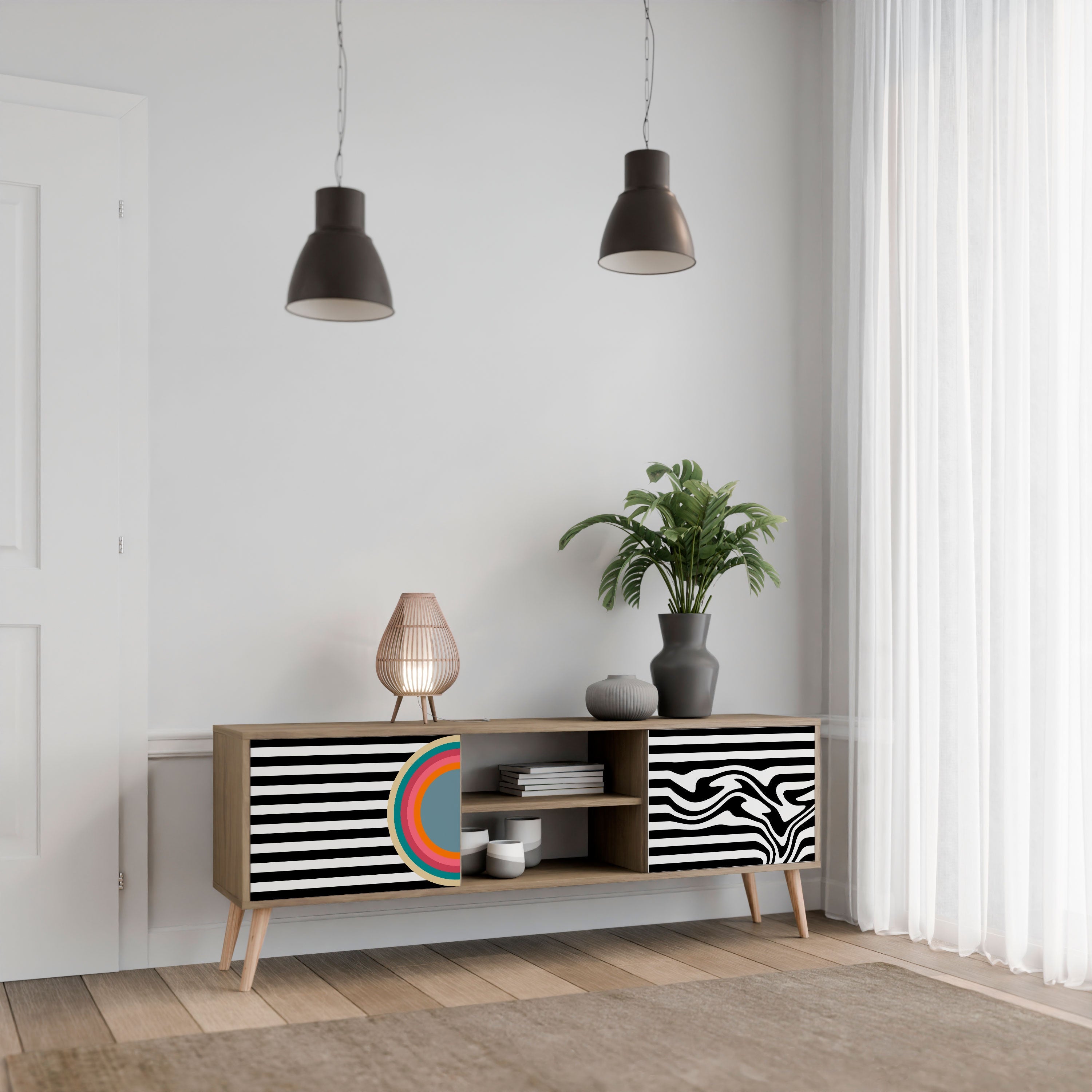 SPECTRA SHOWCASE 2-türiger TV-Ständer in Eichenoptik