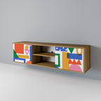 GEOMETRIC GLIMMER TV-Lowboard mit 2 Türen in Eiche-Optik