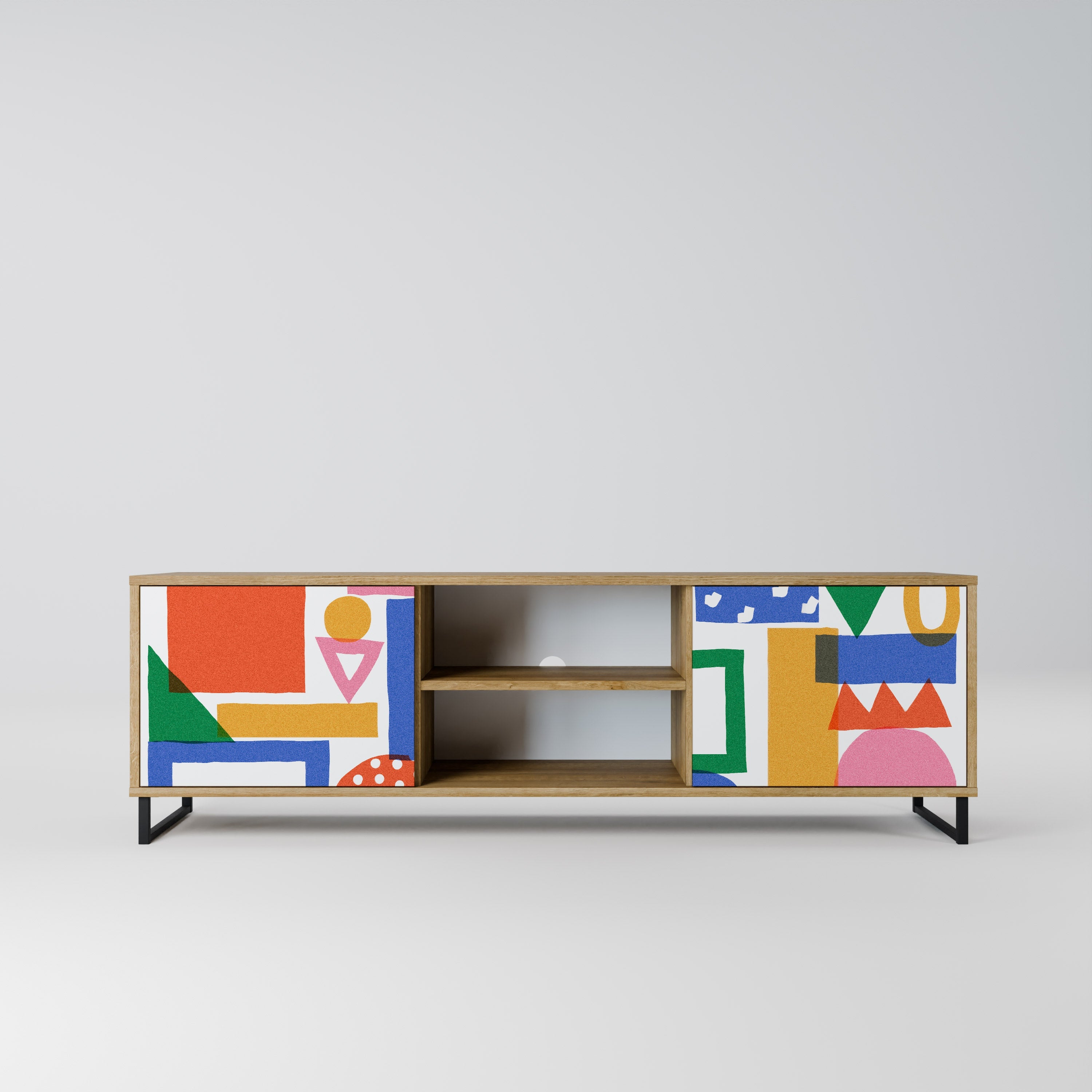 GEOMETRIC GLIMMER 2-türiger TV-Ständer in Eichenoptik