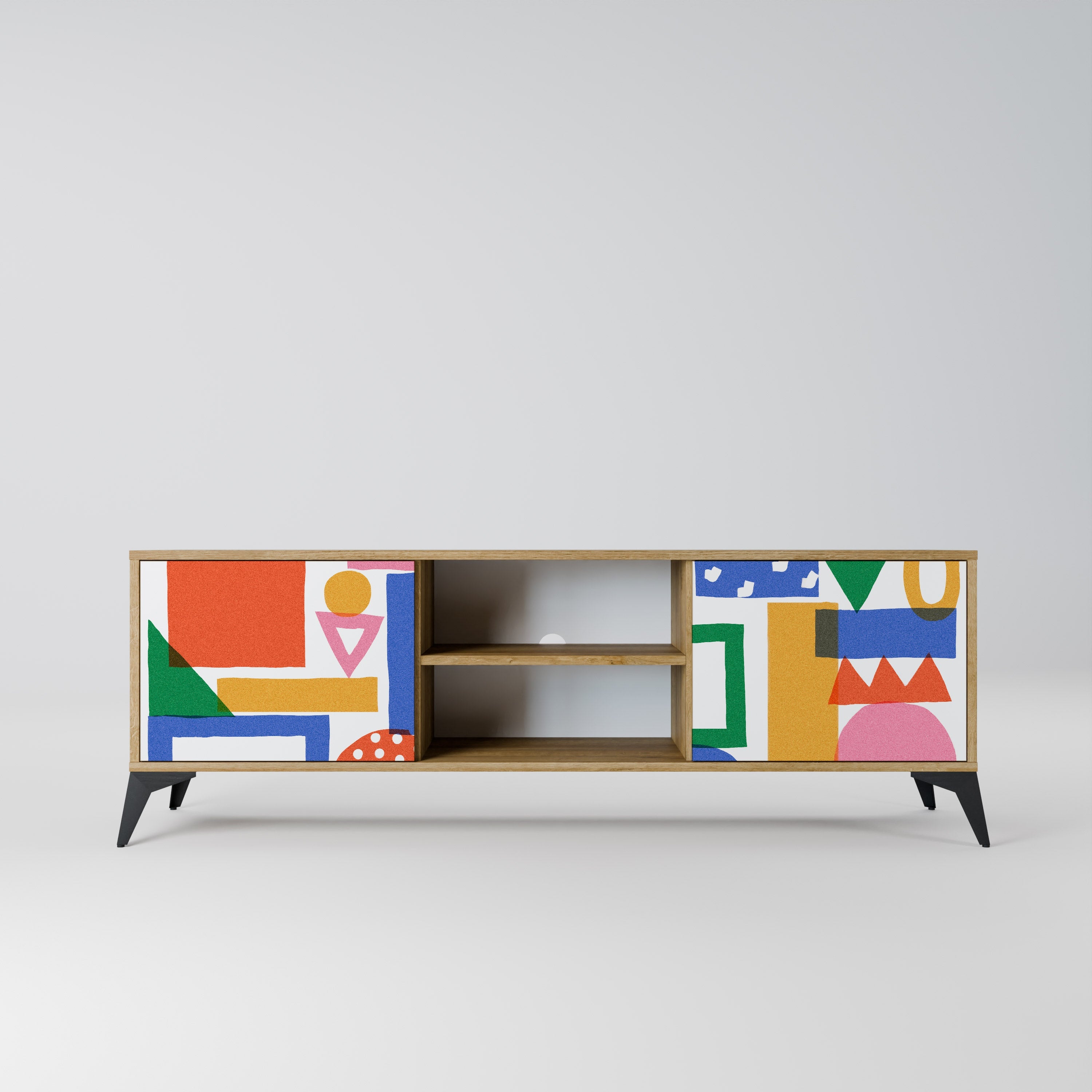 GEOMETRIC GLIMMER 2-türiger TV-Ständer in Eichenoptik