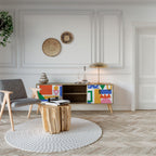 GEOMETRIC GLIMMER TV-Lowboard mit 2 Türen in Eiche-Optik