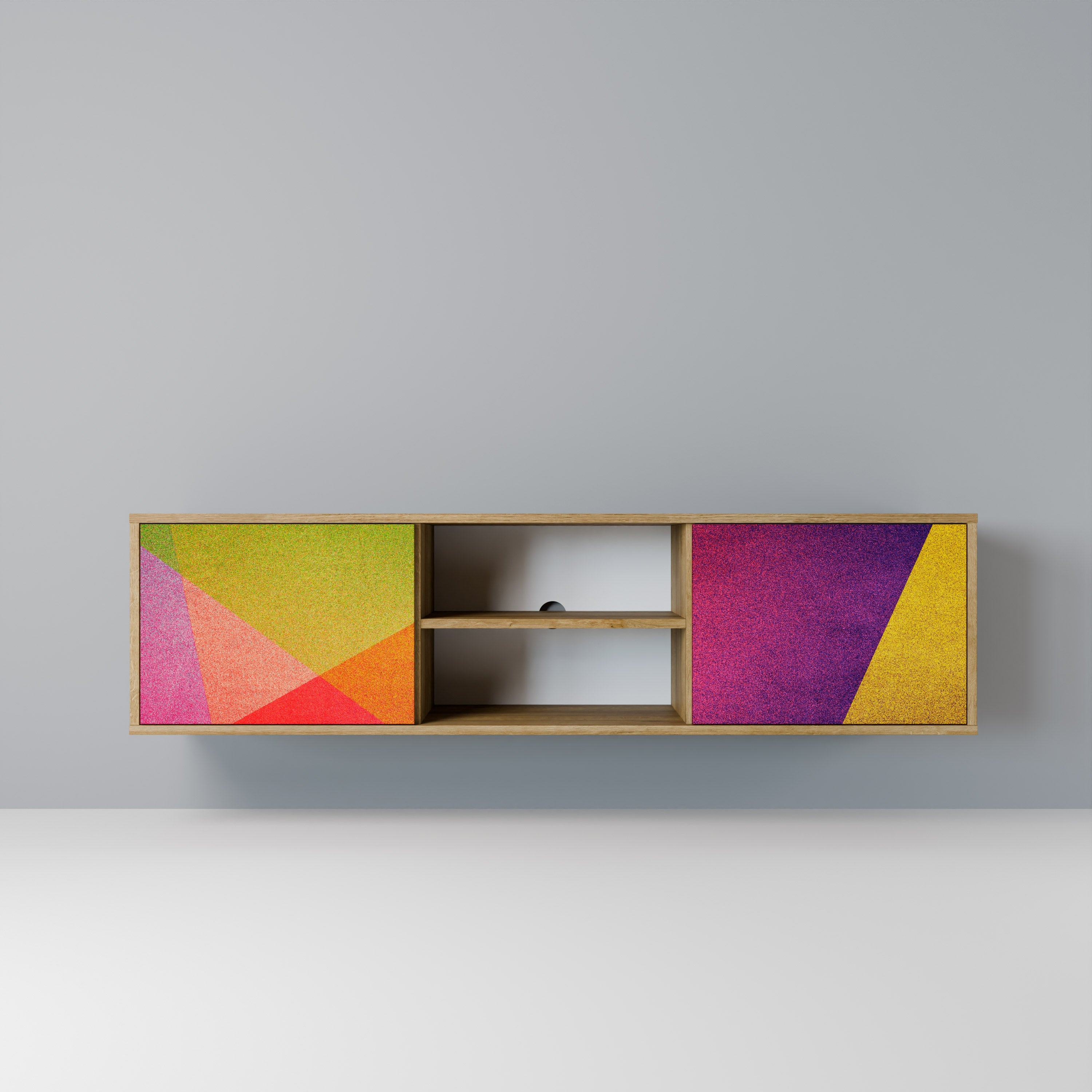 VIVID GEOMETRY 2-türiger TV-Ständer in Eichenoptik