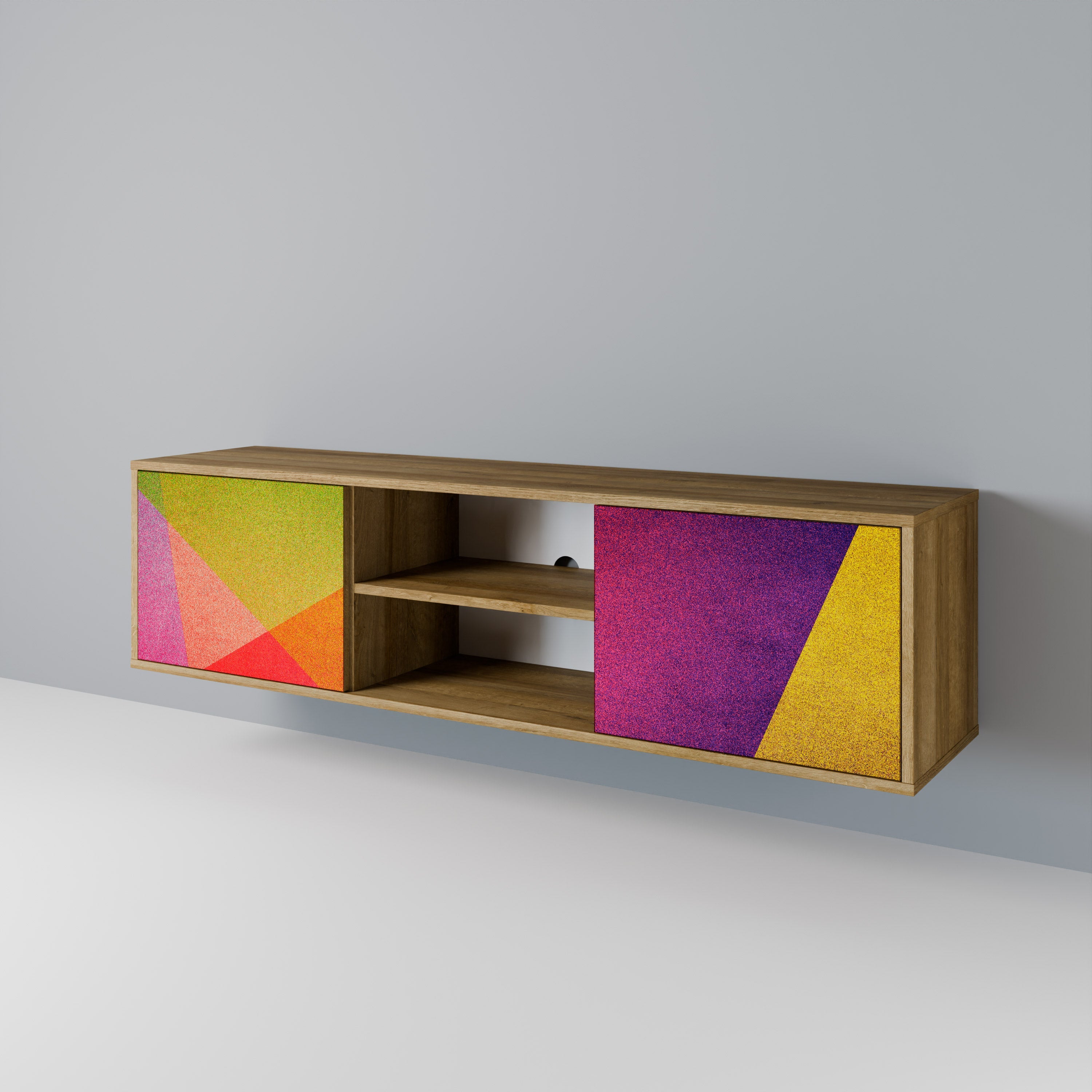 VIVID GEOMETRY 2-türiger TV-Ständer in Eichenoptik