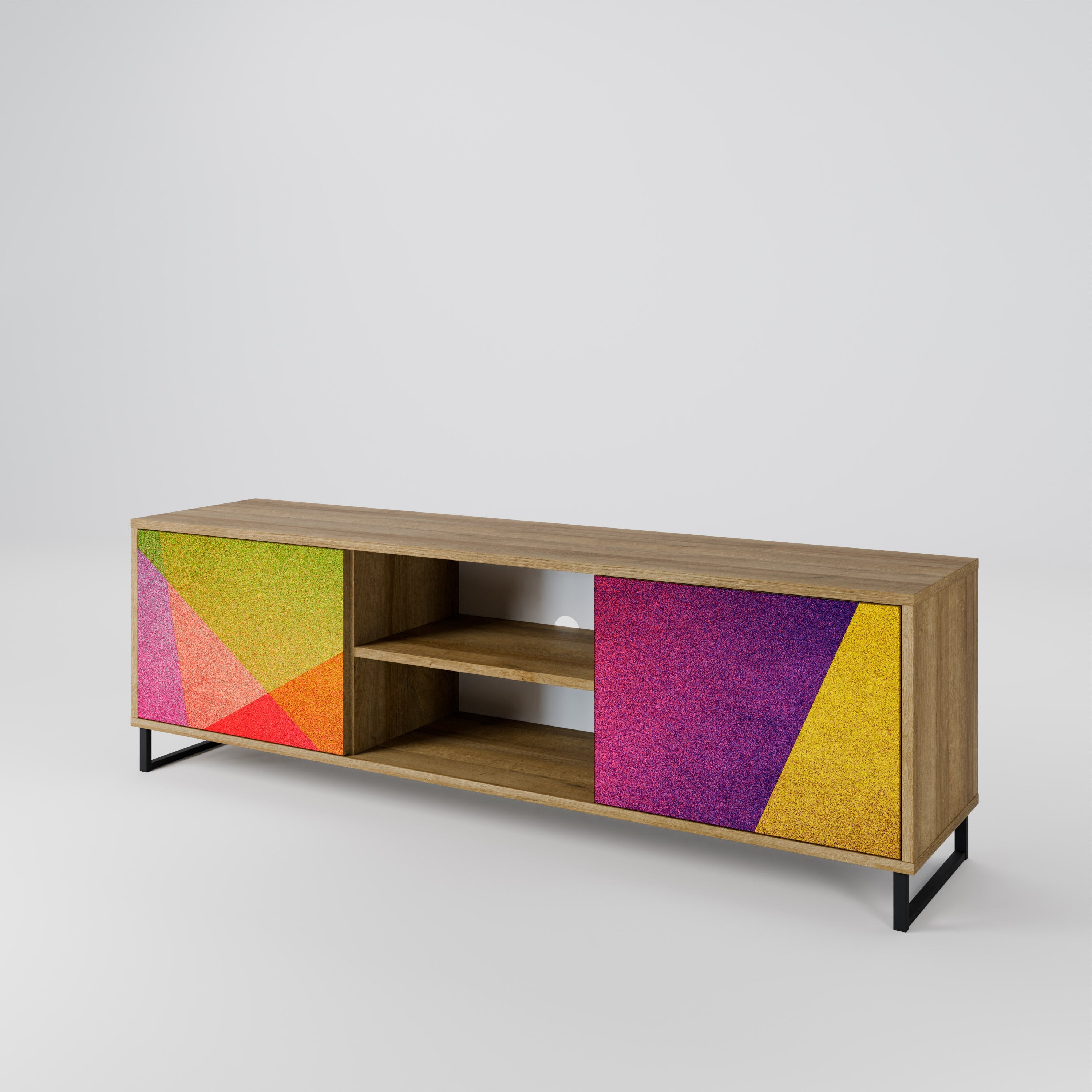 VIVID GEOMETRY 2-türiger TV-Ständer in Eichenoptik