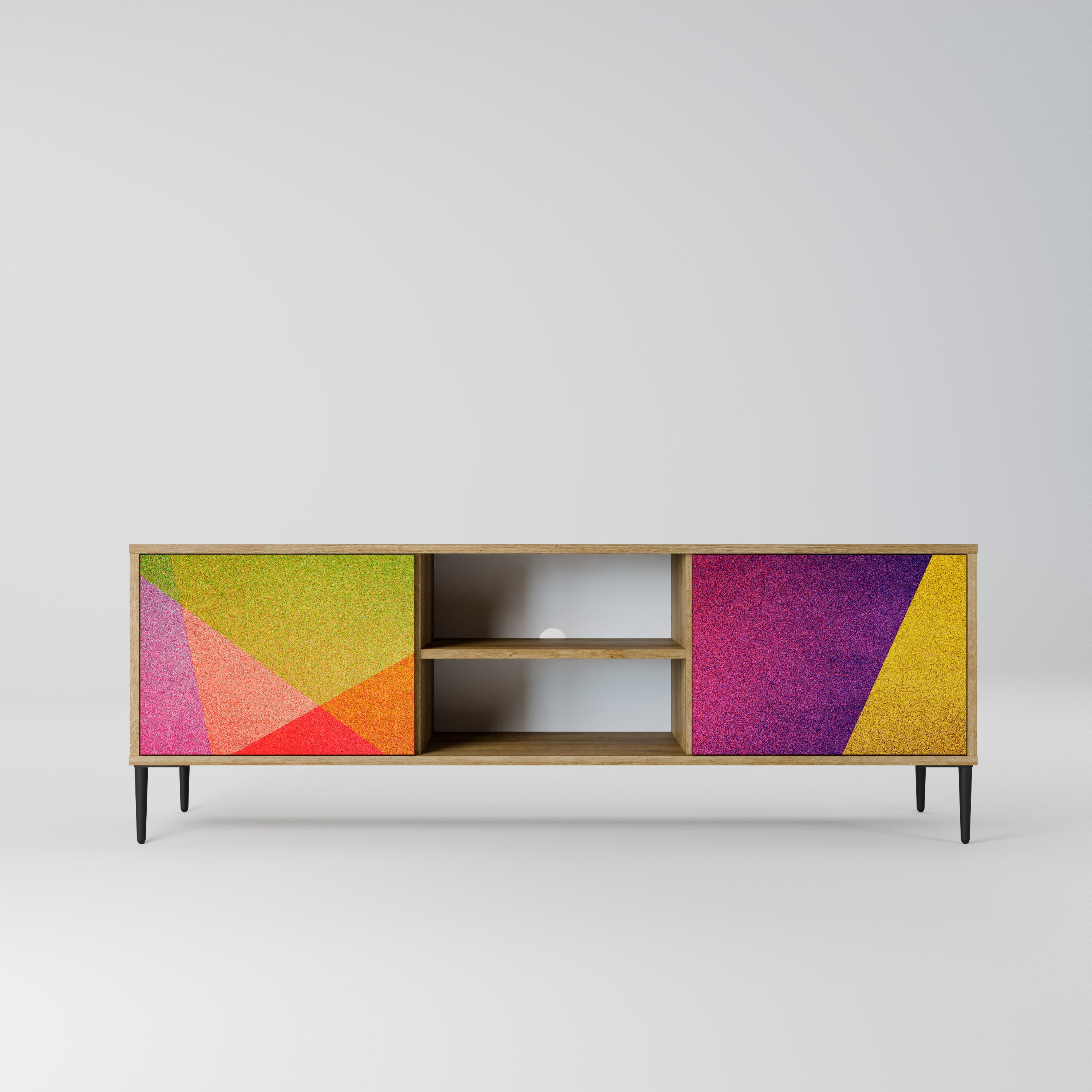 VIVID GEOMETRY 2-türiger TV-Ständer in Eichenoptik