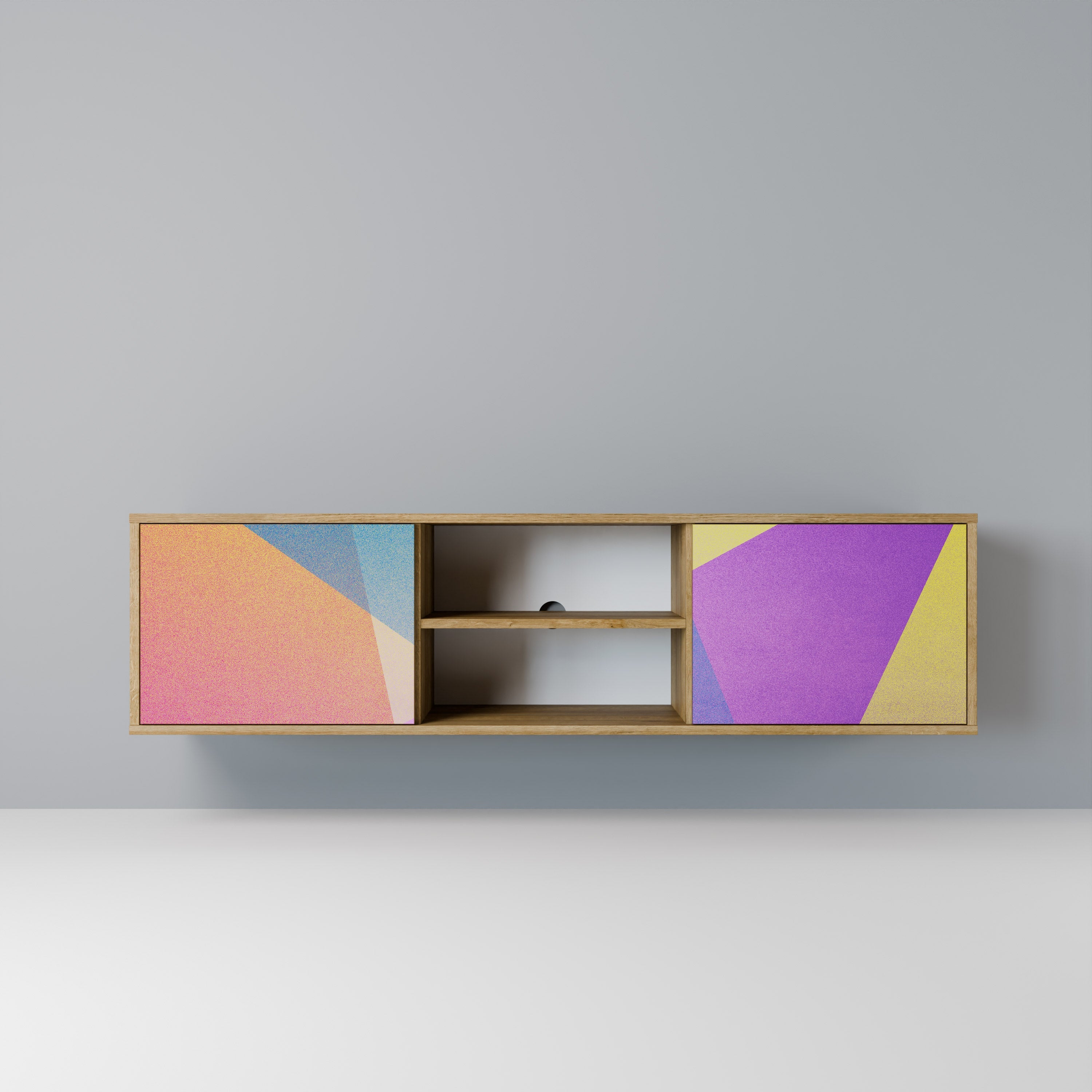 BRIGHT GEOMETRY 2-türiger TV-Ständer in Eichenoptik