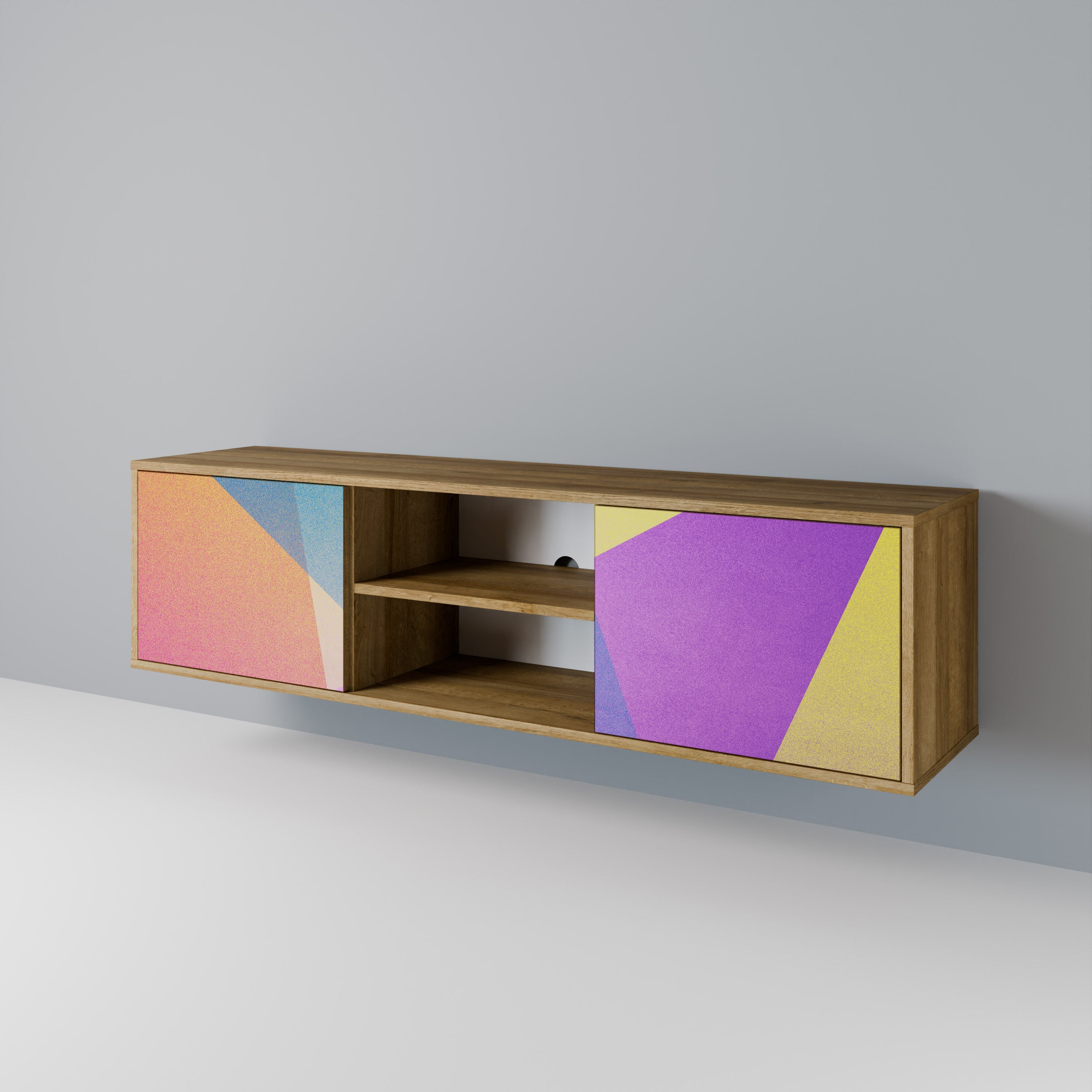 BRIGHT GEOMETRY 2-türiger TV-Ständer in Eichenoptik