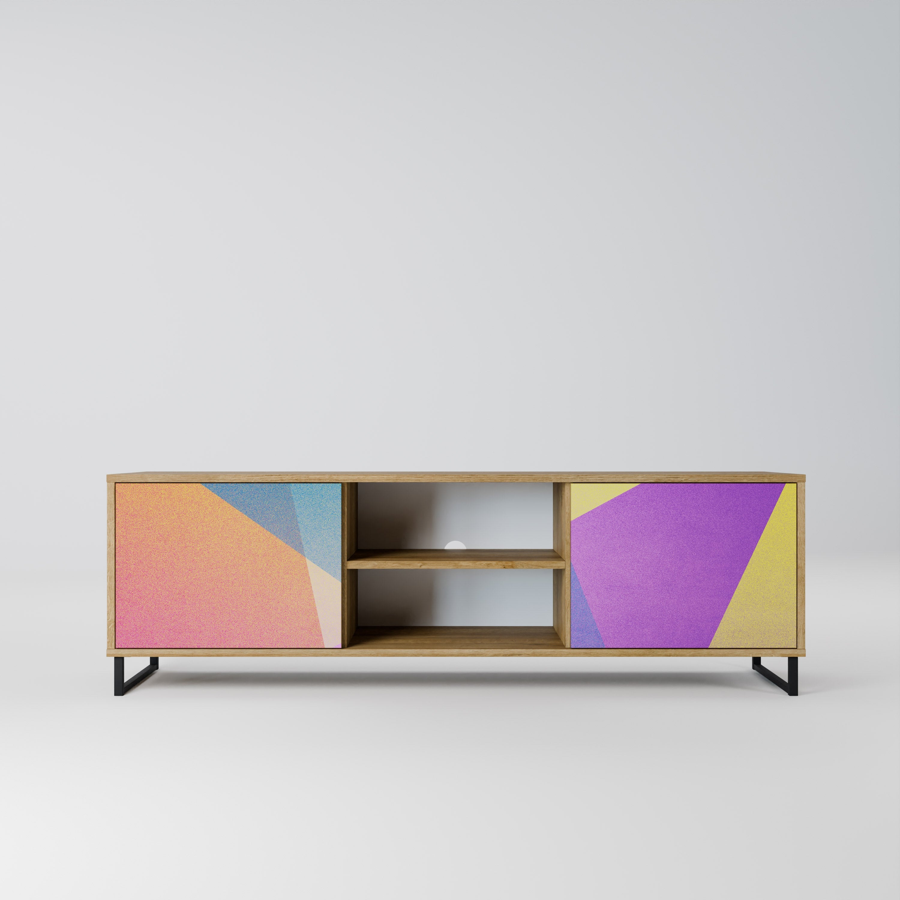 BRIGHT GEOMETRY 2-türiger TV-Ständer in Eichenoptik