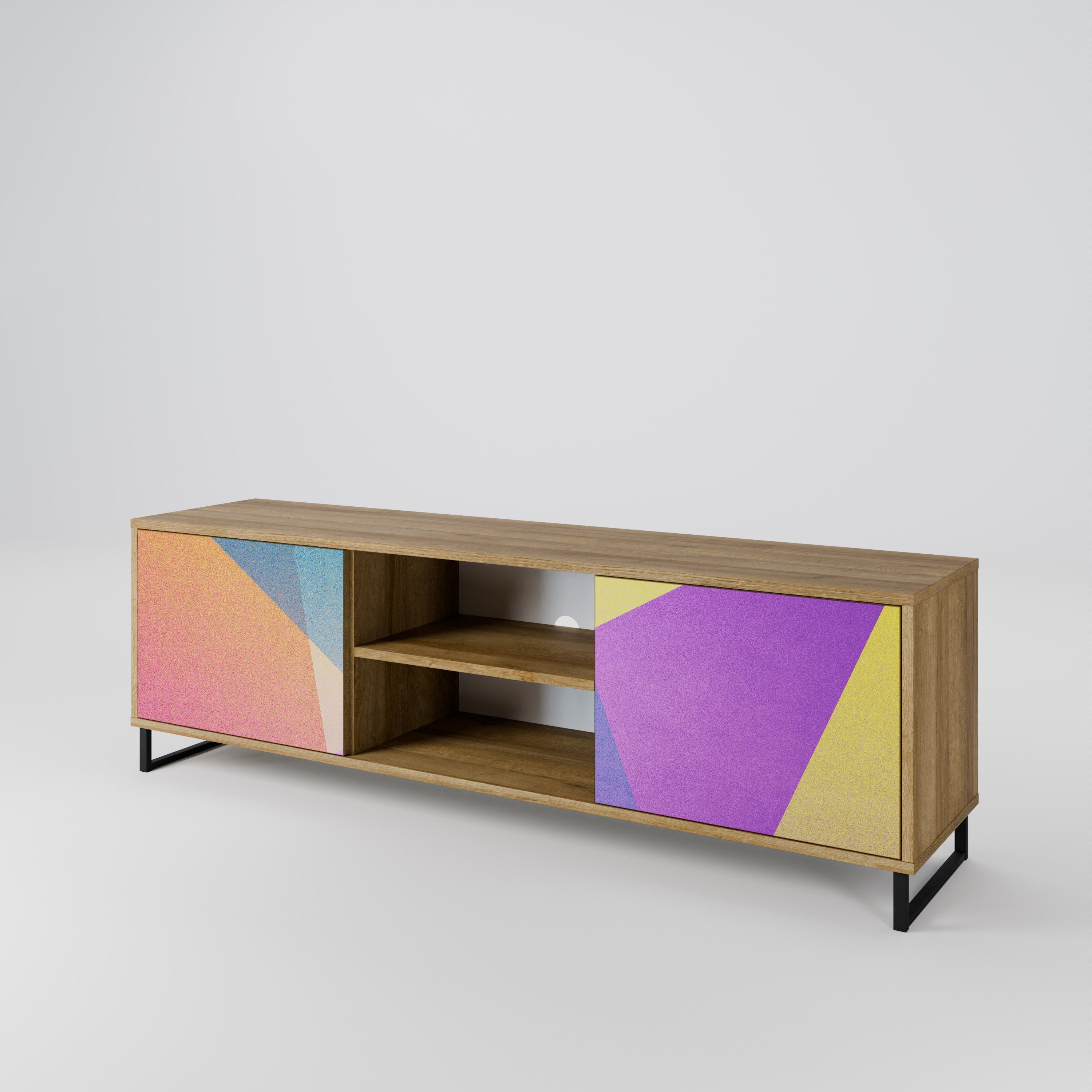 BRIGHT GEOMETRY 2-türiger TV-Ständer in Eichenoptik