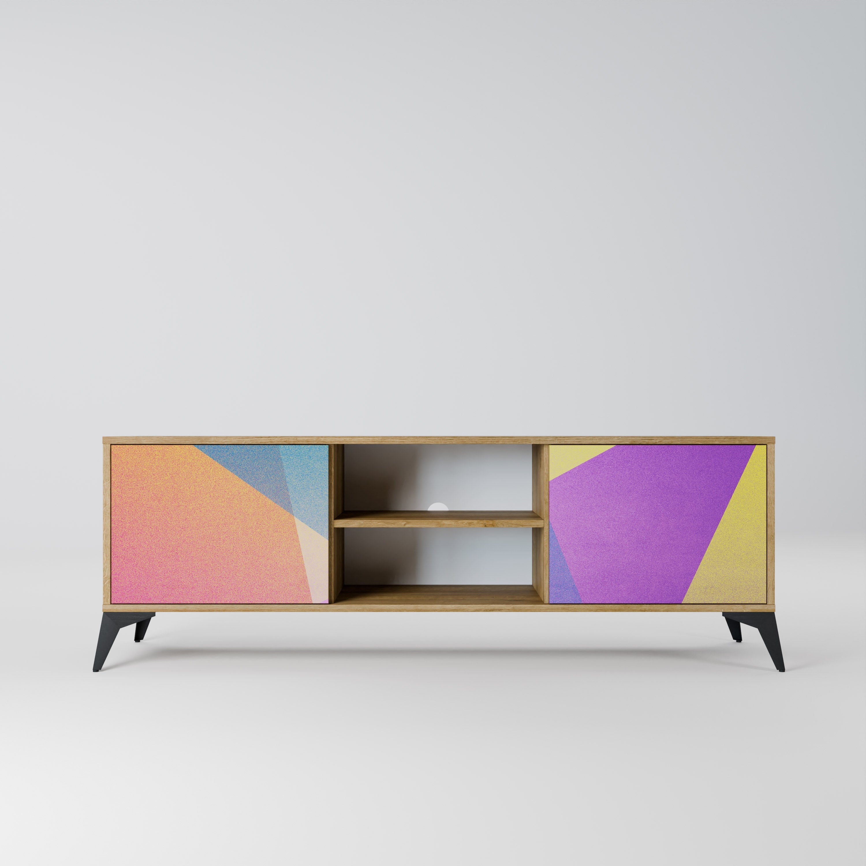 BRIGHT GEOMETRY 2-türiger TV-Ständer in Eichenoptik