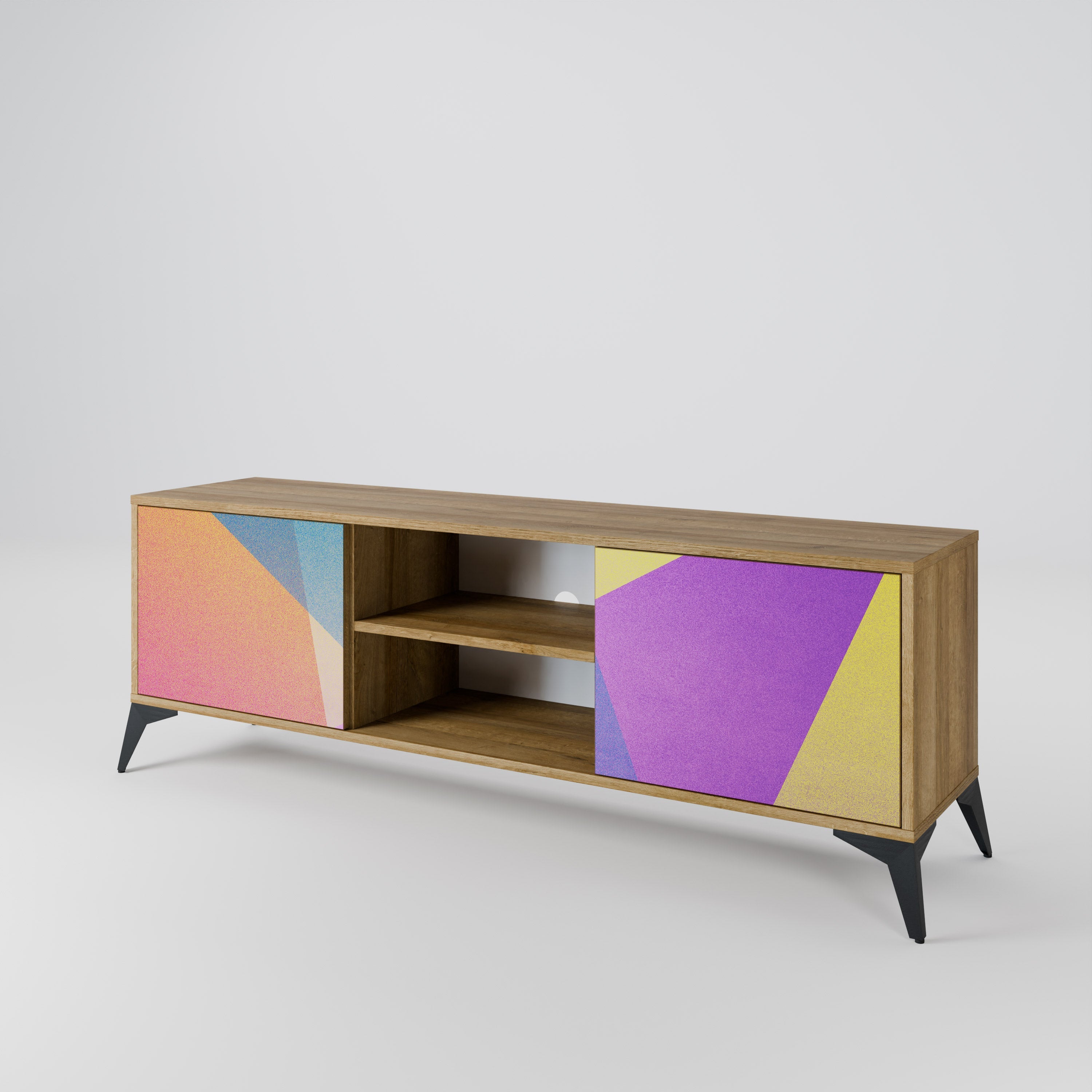 BRIGHT GEOMETRY 2-türiger TV-Ständer in Eichenoptik